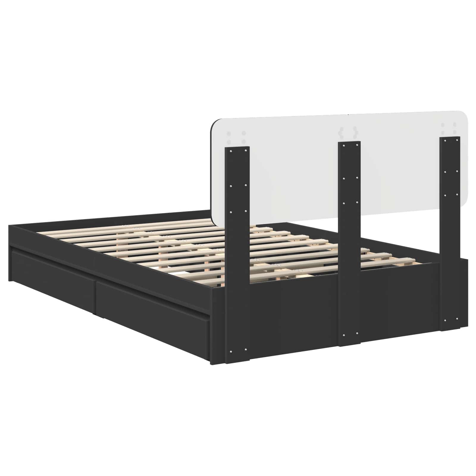 Seng med Oppbevaring Svart 135 x 190 cm Konstruert tre