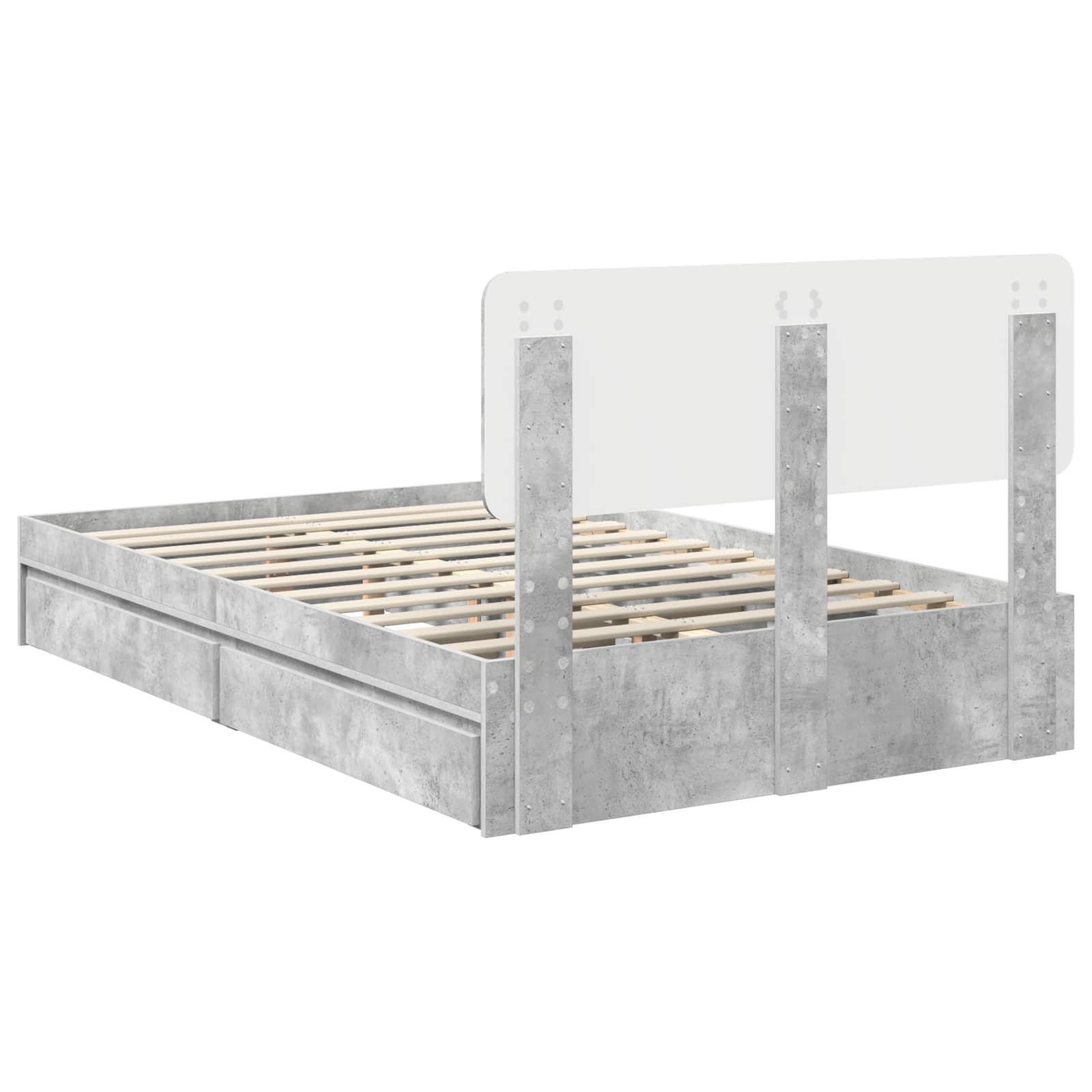 Seng med Oppbevaring Betonggrå 135 x 190 cm Konstruert tre