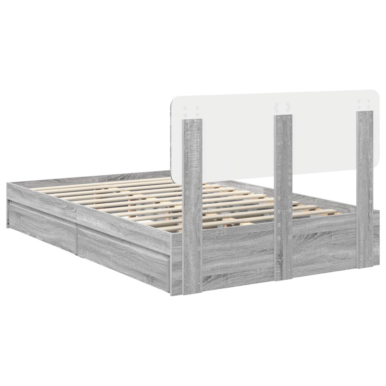 Seng med Oppbevaring Grå Sonoma 120 x 200 cm Konstruert tre