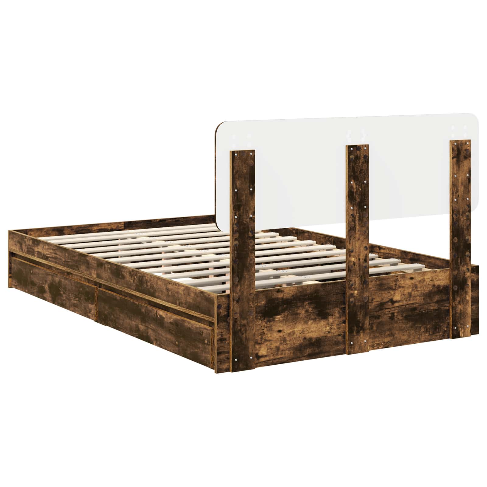 Seng med Oppbevaring Røkt eik 120 x 190 cm Konstruert tre