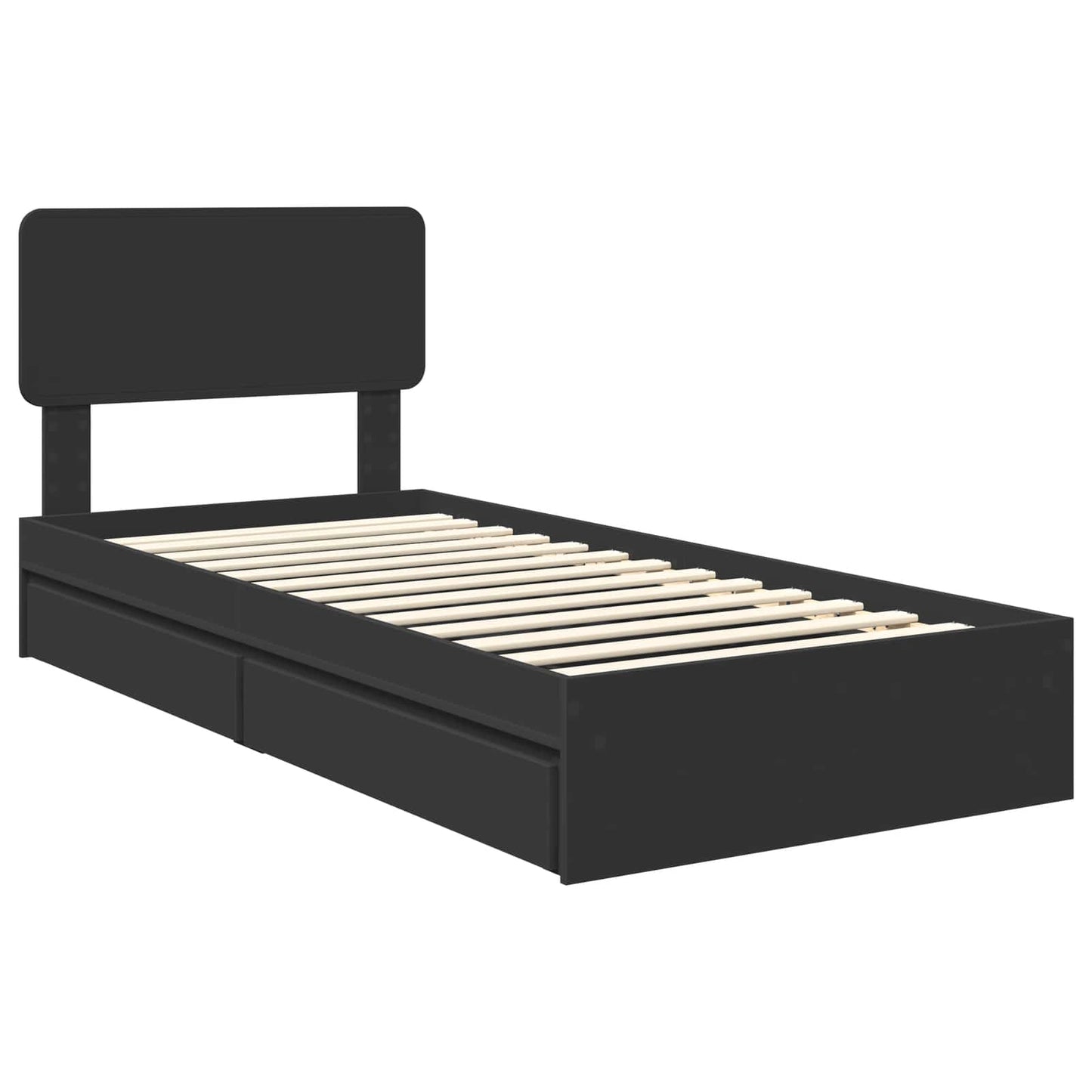 Seng med Oppbevaring Svart 100 x 200 cm Konstruert tre