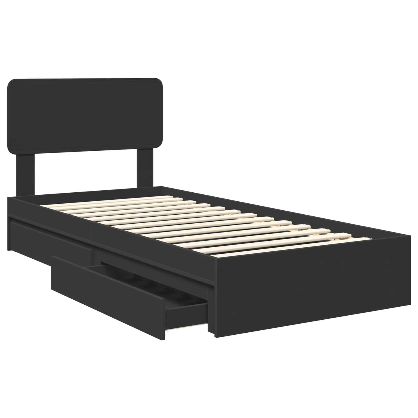 Seng med Oppbevaring Svart 100 x 200 cm Konstruert tre