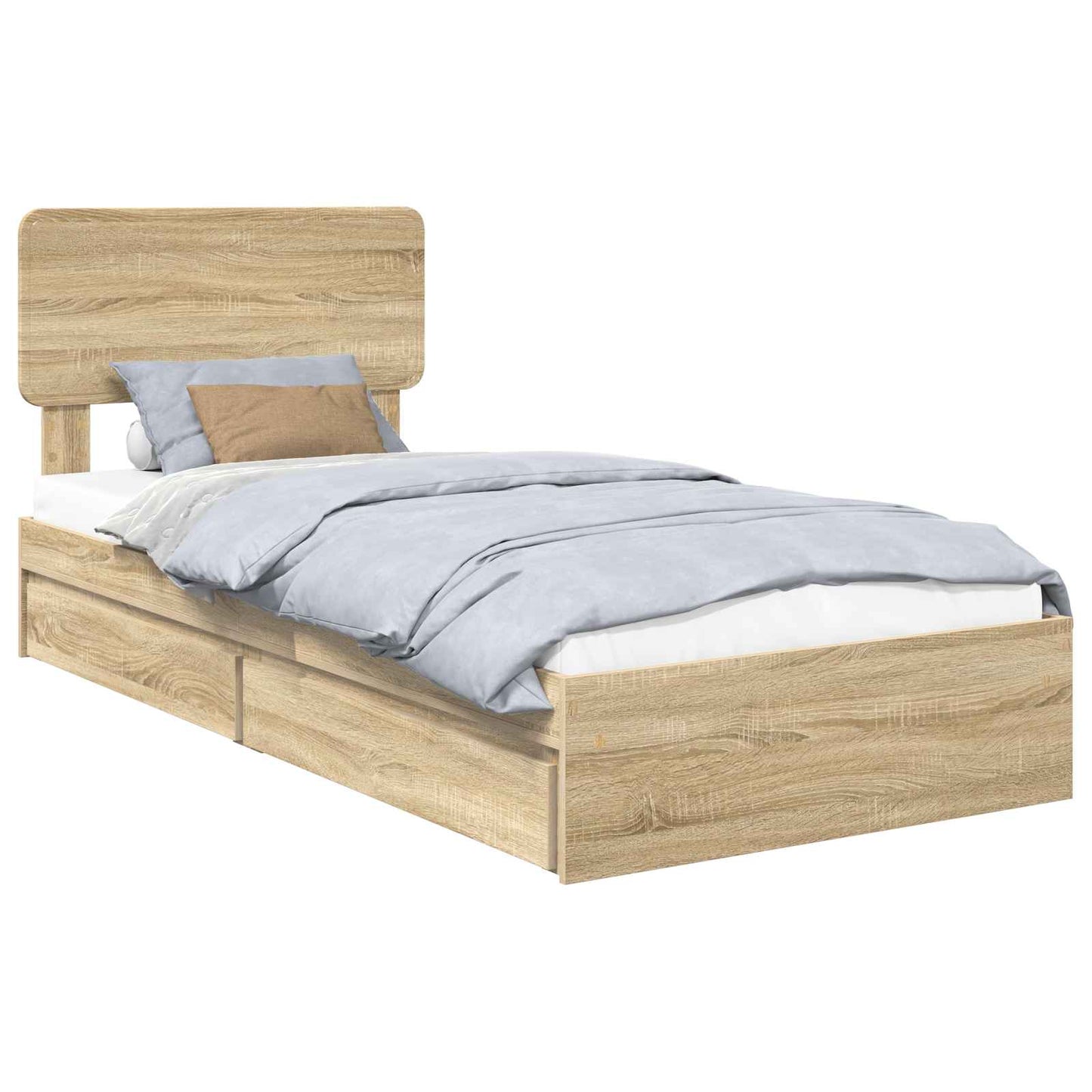 Seng med Oppbevaring Sonoma eik 100 x 200 cm Konstruert tre
