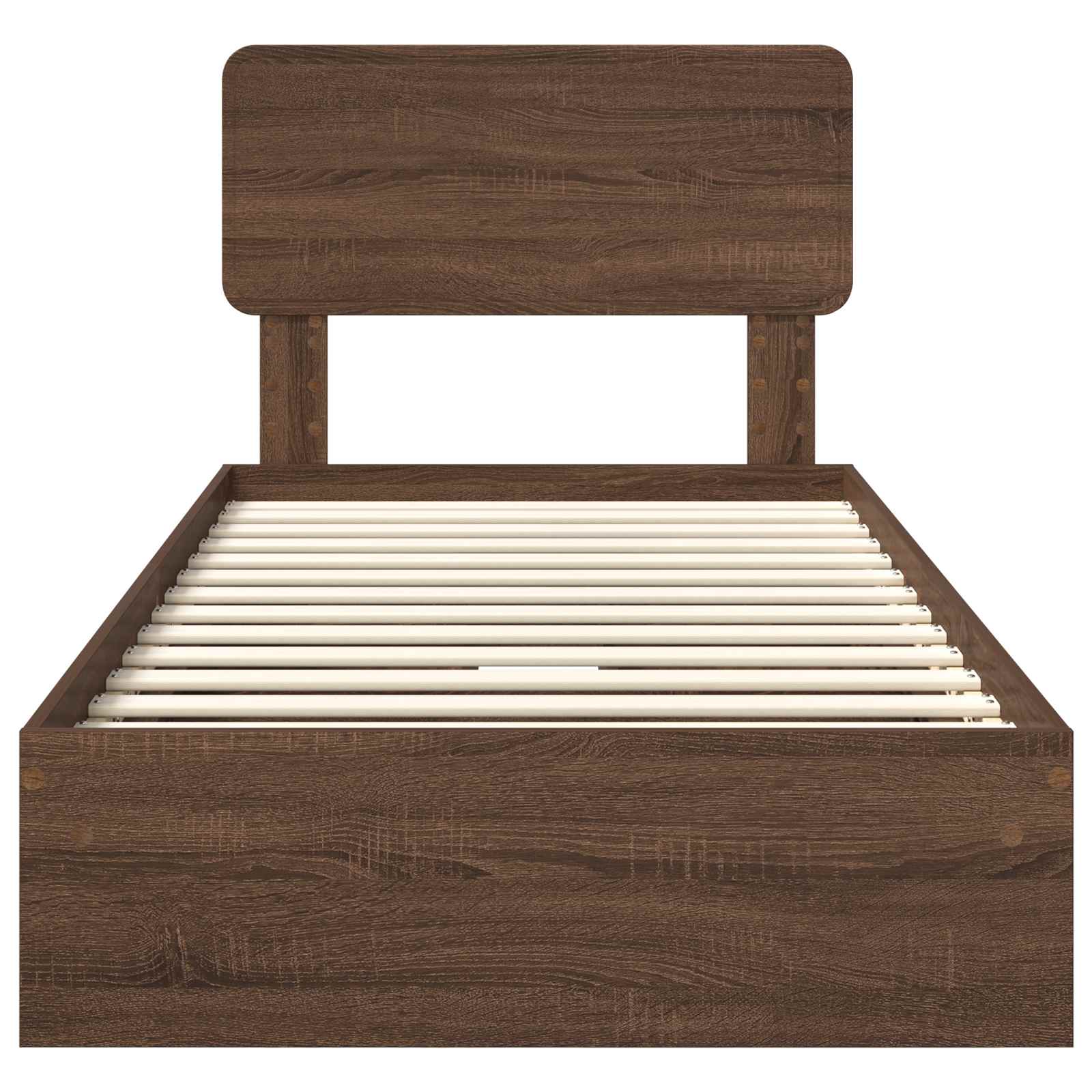 Seng med Oppbevaring Brun Eik 90 x 200 cm Konstruert tre
