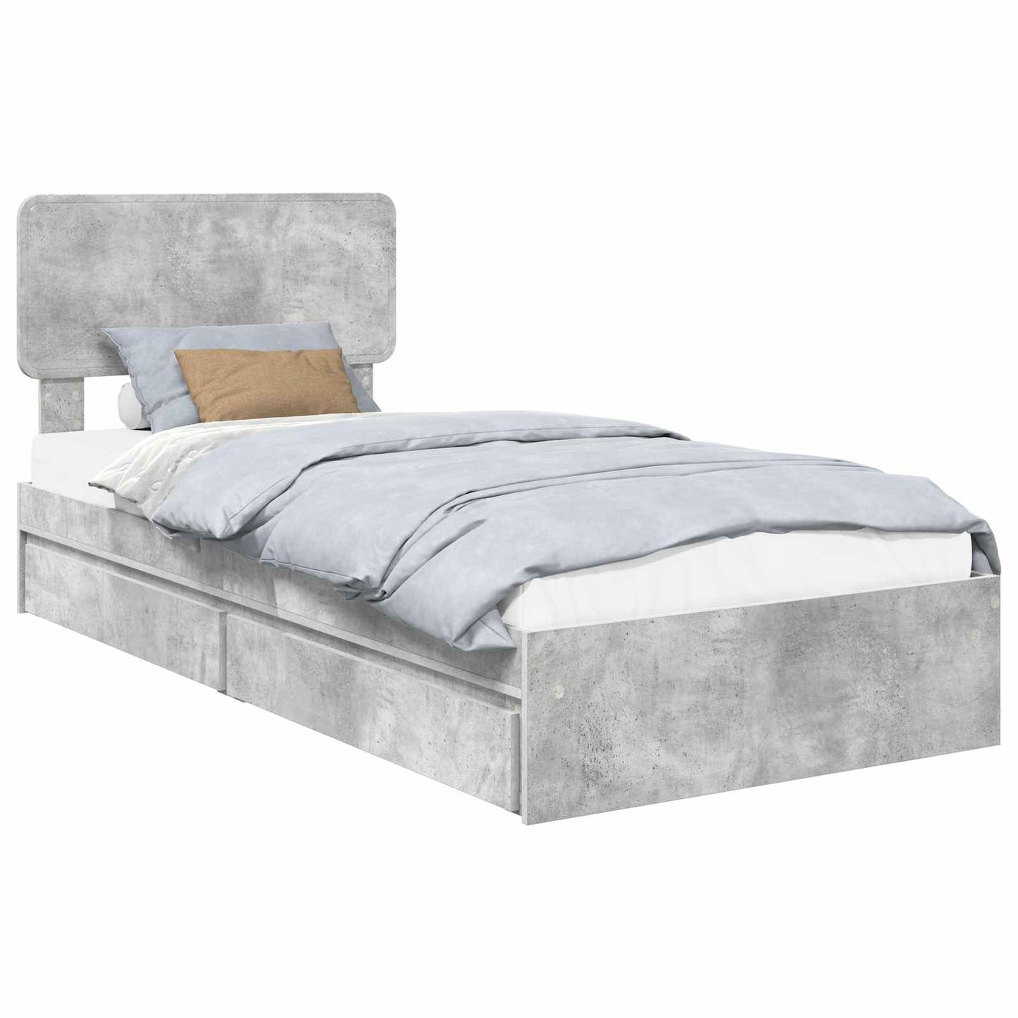 Seng med Oppbevaring Betonggrå 90 x 190 cm Konstruert tre