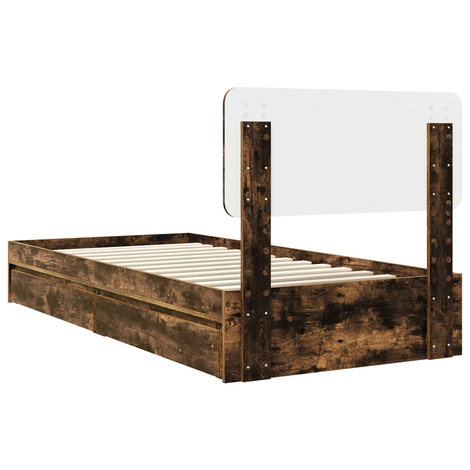 Seng med Oppbevaring Røkt eik 75 x 190 cm Konstruert tre