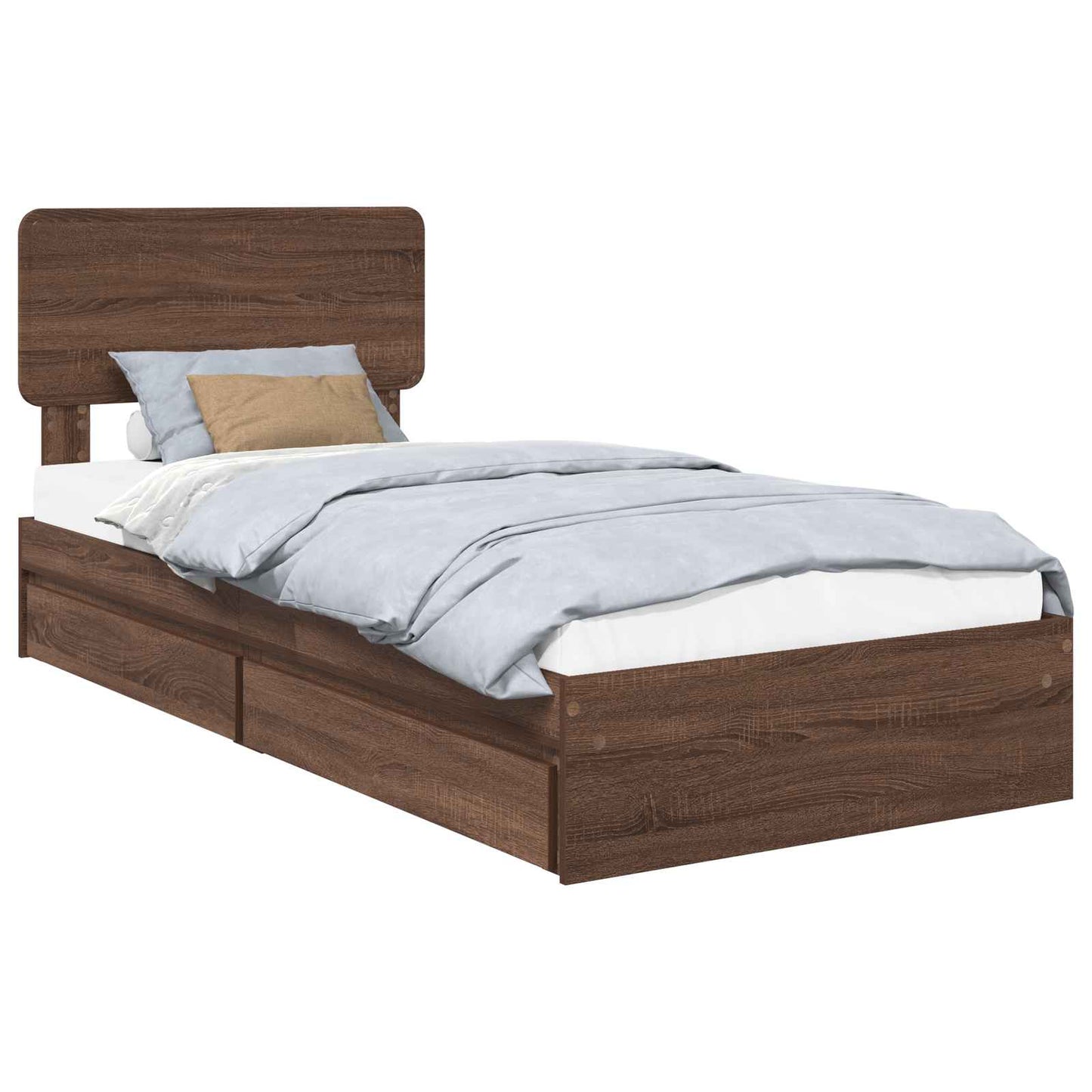 Seng med Oppbevaring Brun Eik 75 x 190 cm Konstruert tre