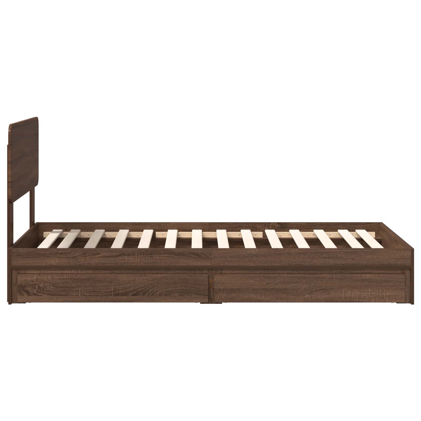 Seng med Oppbevaring Brun Eik 75 x 190 cm Konstruert tre