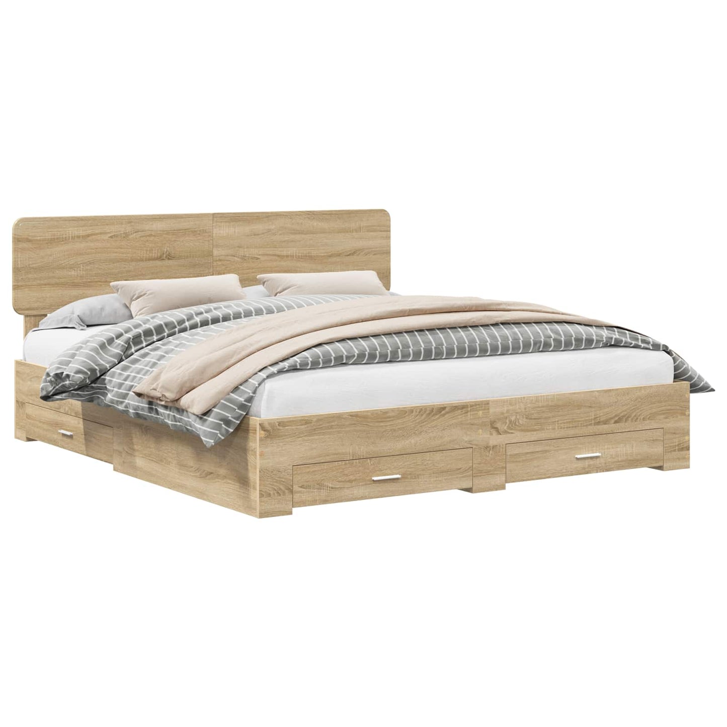 Sengestamme med skuff Sonoma eik 200 x 200 cm Konstruert tre