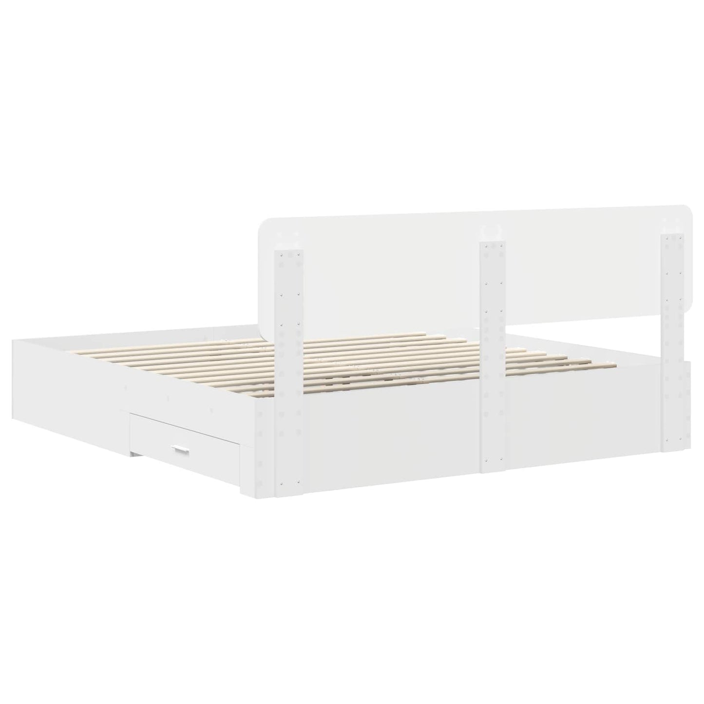 Sengestamme med hodegjerde Hvit 180 x 200 cm Konstruert tre