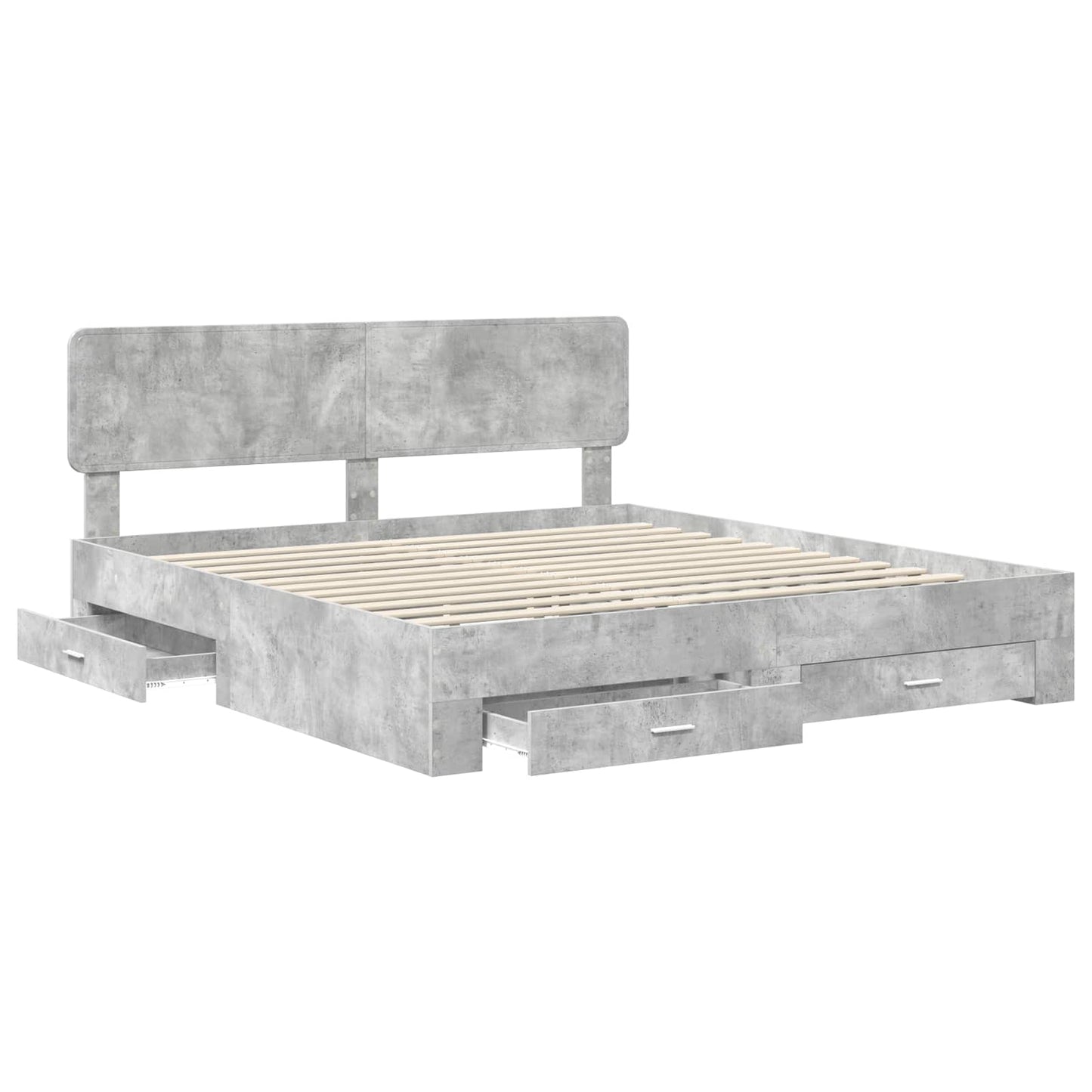 Sengestamme med skuff Betonggrå 180 x 200 cm Konstruert tre