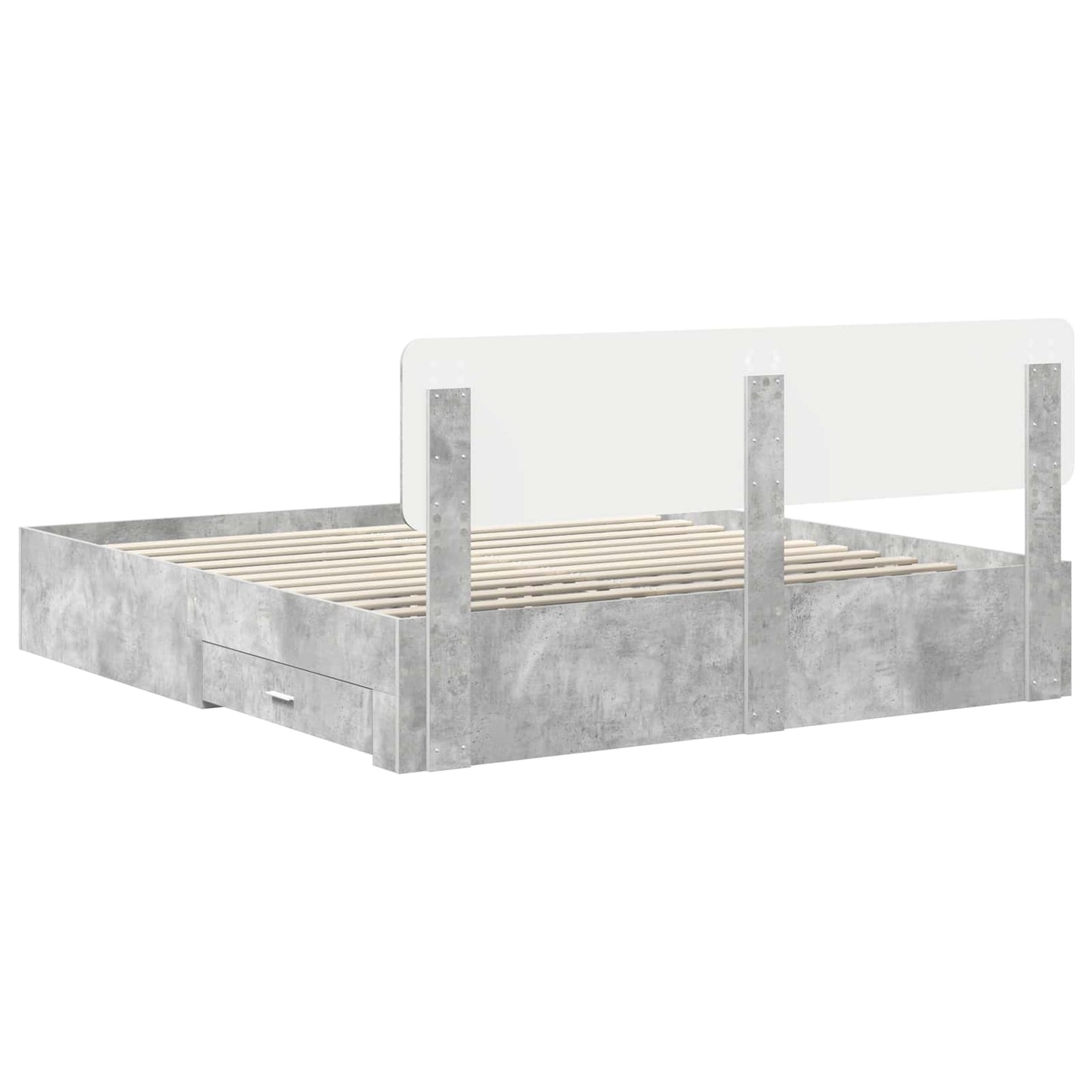 Sengestamme med skuff Betonggrå 180 x 200 cm Konstruert tre