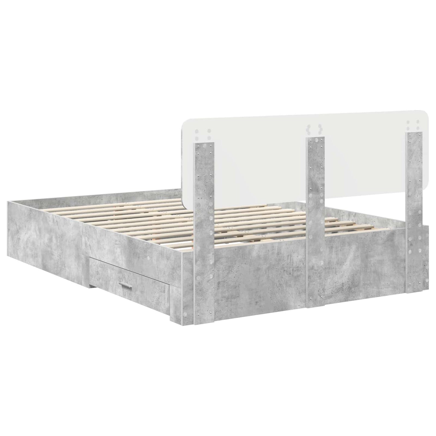 Sengestamme med skuff Betonggrå 160 x 200 cm Konstruert tre