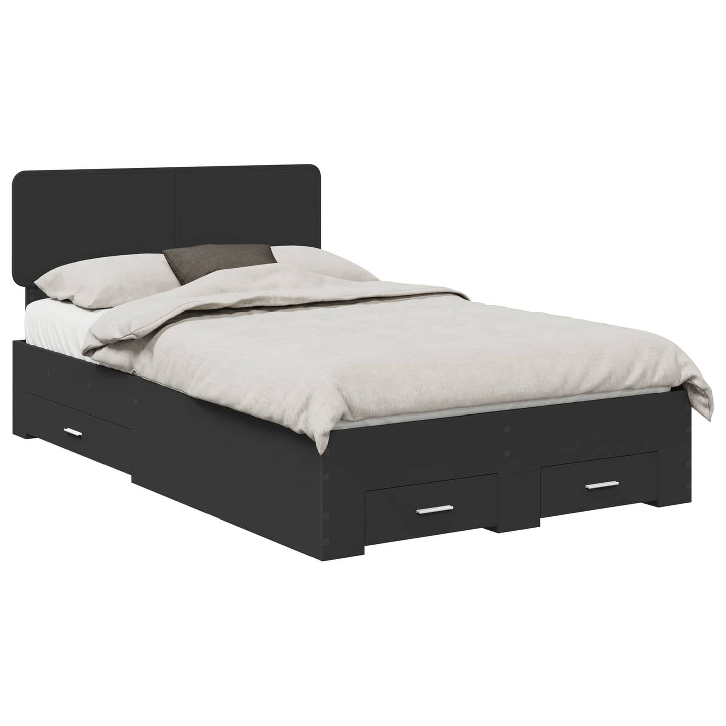 Sengestamme med hodegjerde Svart 135 x 190 cm Konstruert tre