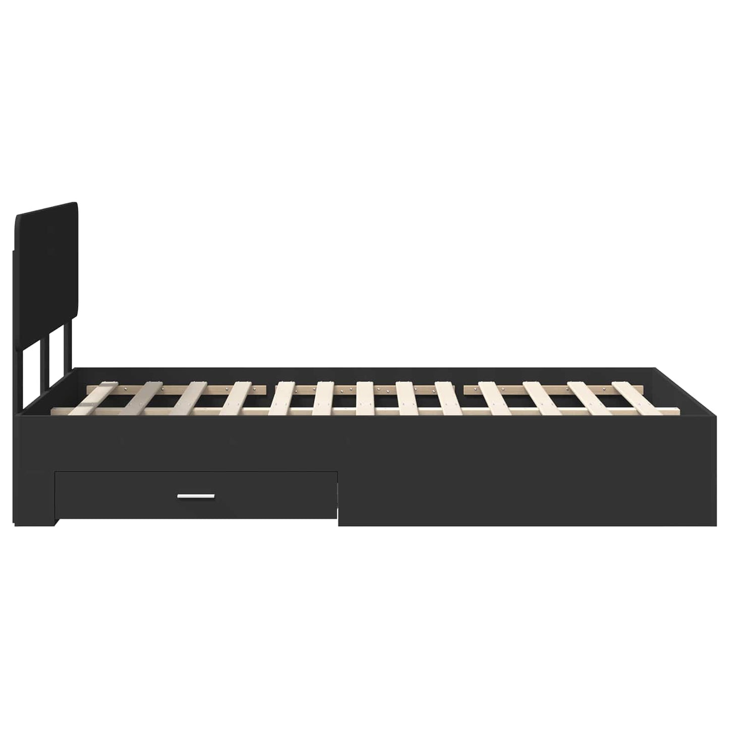 Sengestamme med hodegjerde Svart 135 x 190 cm Konstruert tre