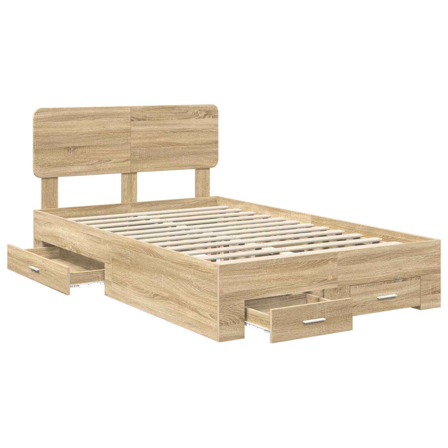Sengestamme med skuff Sonoma eik 135 x 190 cm Konstruert tre