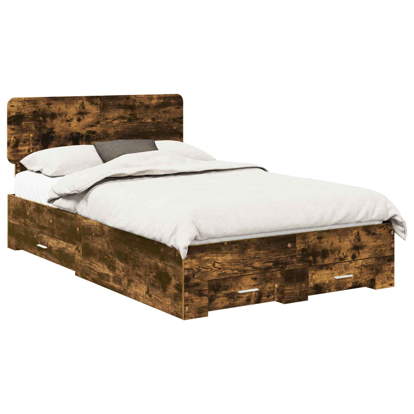 Sengestamme med hodegjerde Røkt eik 135 x 190 cm Konstruert tre