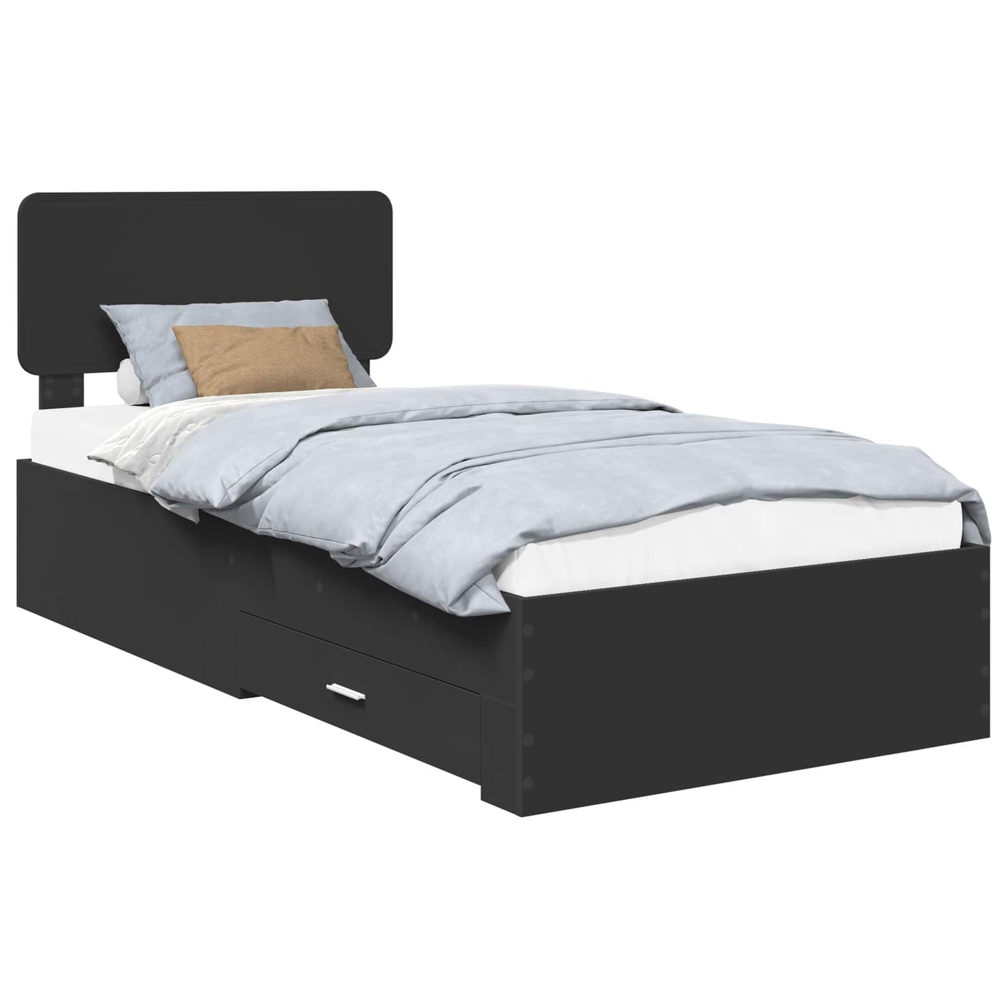 Sengestamme med hodegjerde Svart 100 x 200 cm Konstruert tre