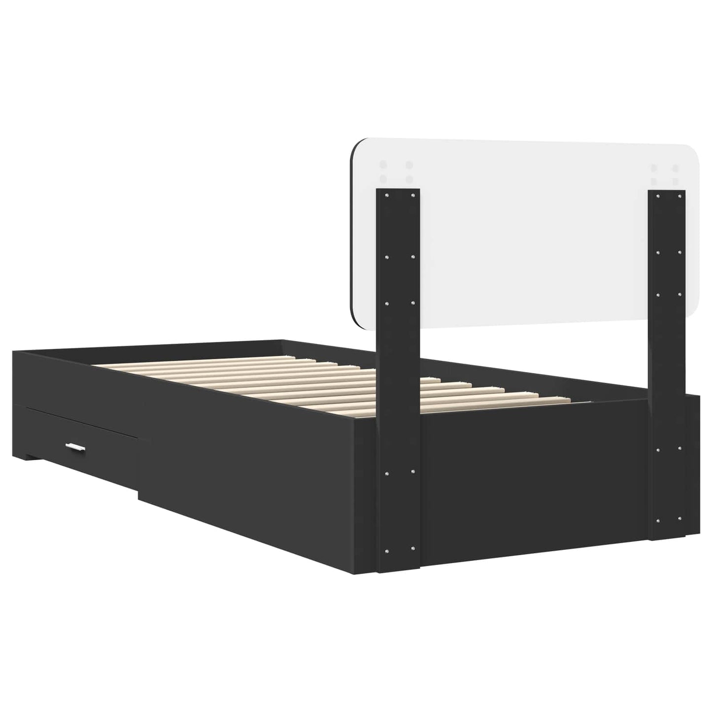 Sengestamme med hodegjerde Svart 100 x 200 cm Konstruert tre