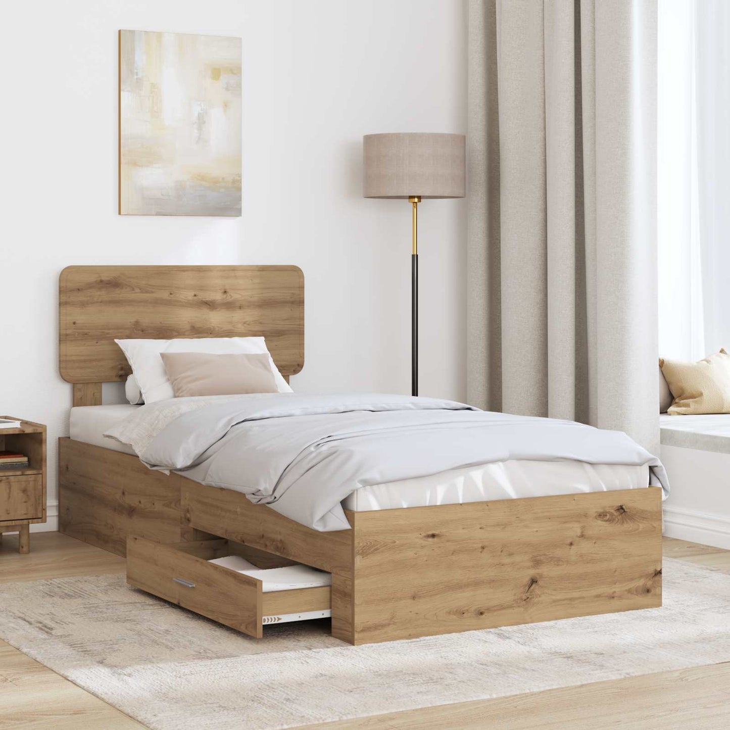 Sengestamme med skuff Artisan Eik 90 x 200 cm Konstruert tre