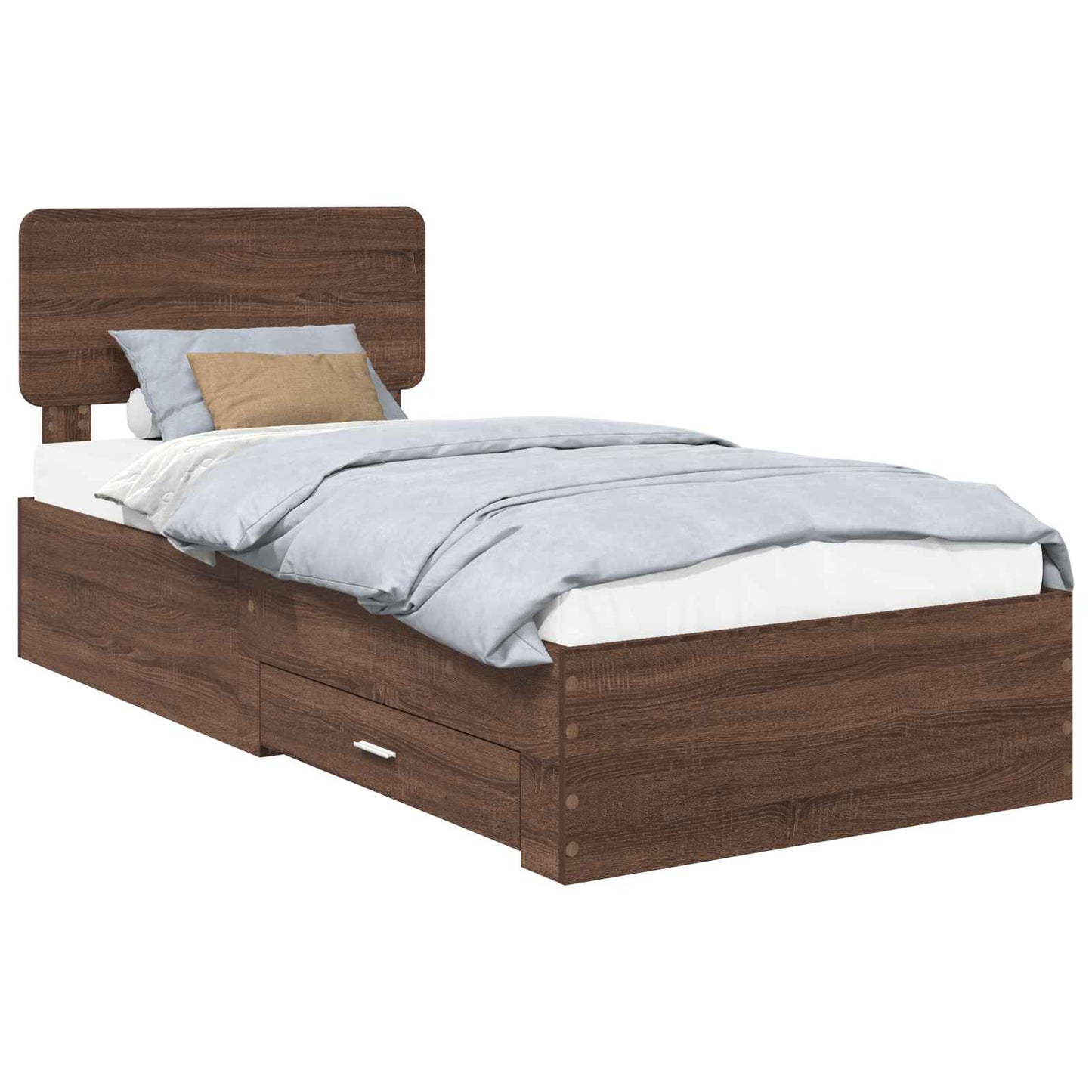 Sengestamme med hodegjerde Brun Eik 75 x 190 cm Konstruert tre