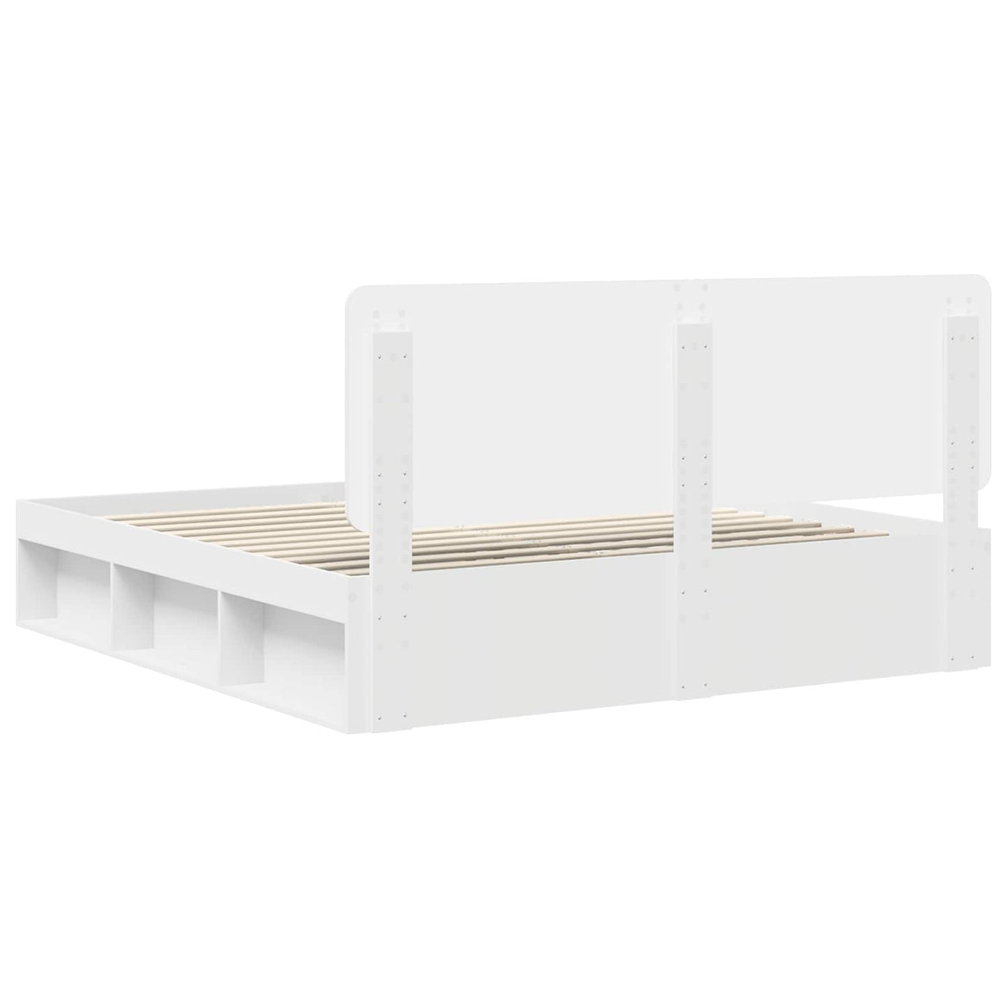 Sengestamme med hodegjerde Hvit 200 x 200 cm Massiv furu