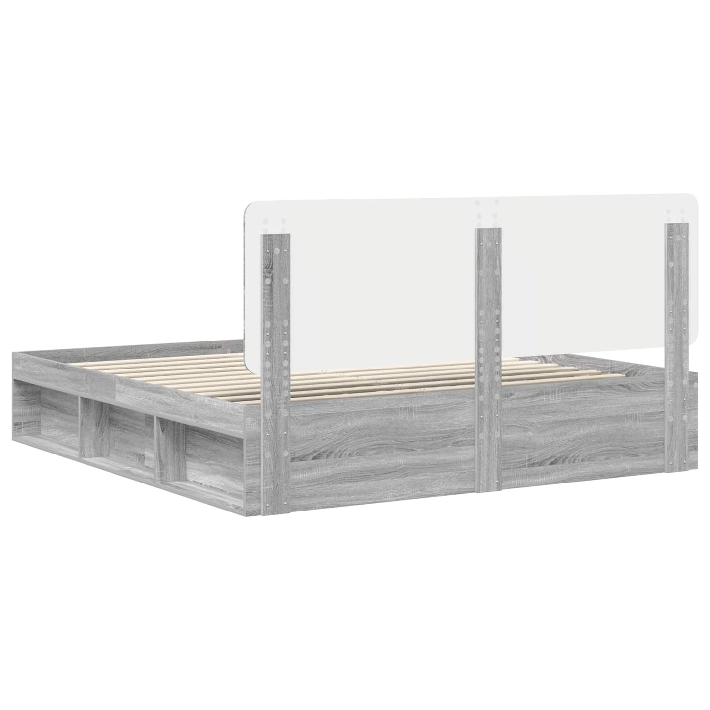 Sengestamme med hodegjerde Grå Sonoma 200 x 200 cm Massiv furu