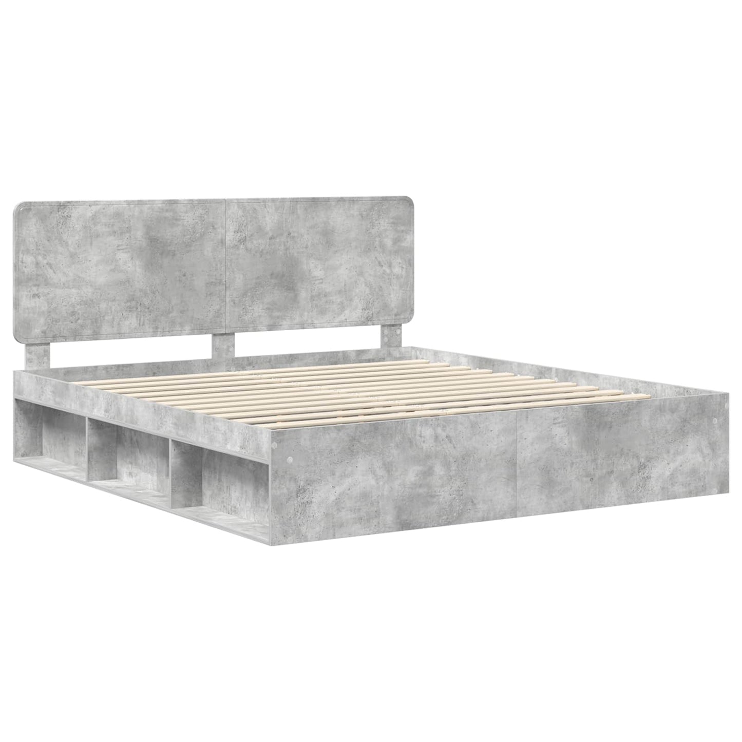 Sengestamme med hodegjerde Betong 180 x 200 cm Massiv furu