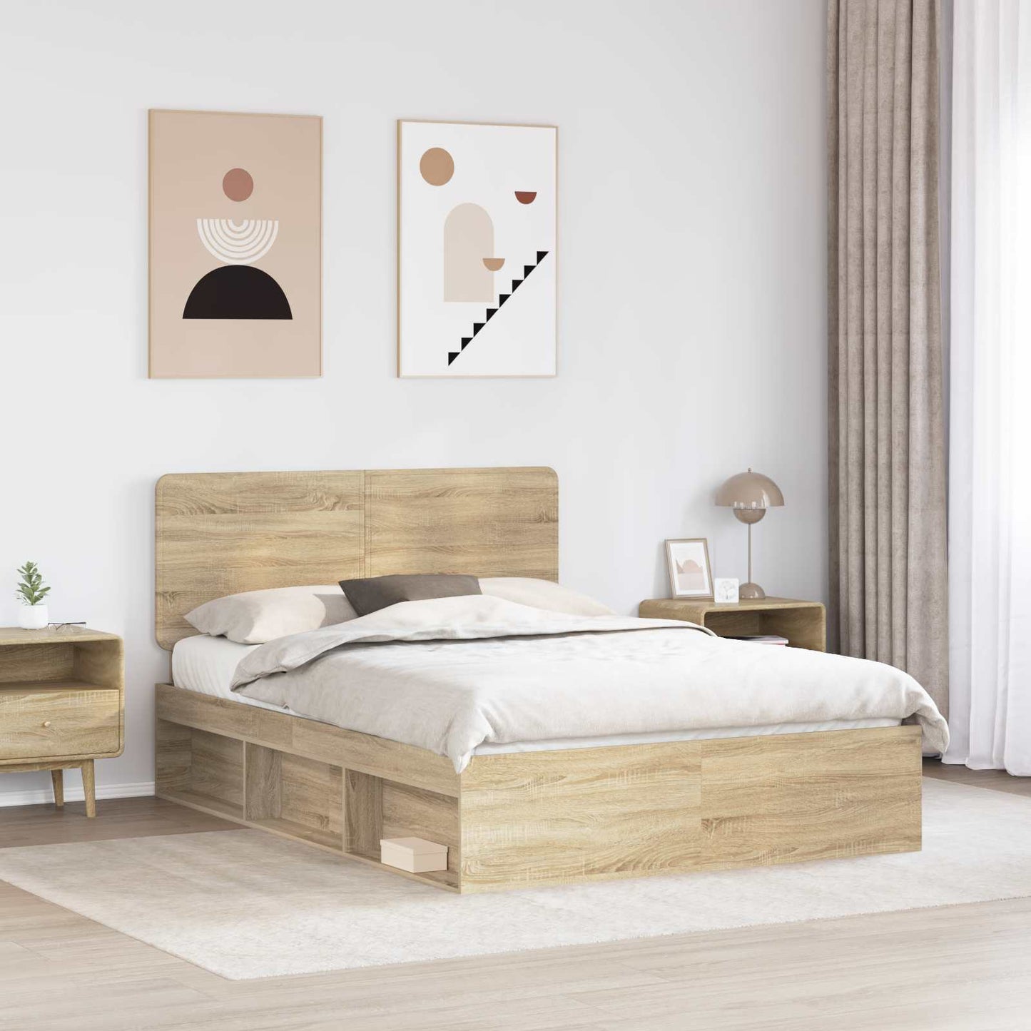 Sengestamme med hodegjerde Sonoma 160 x 200 cm Massiv furu