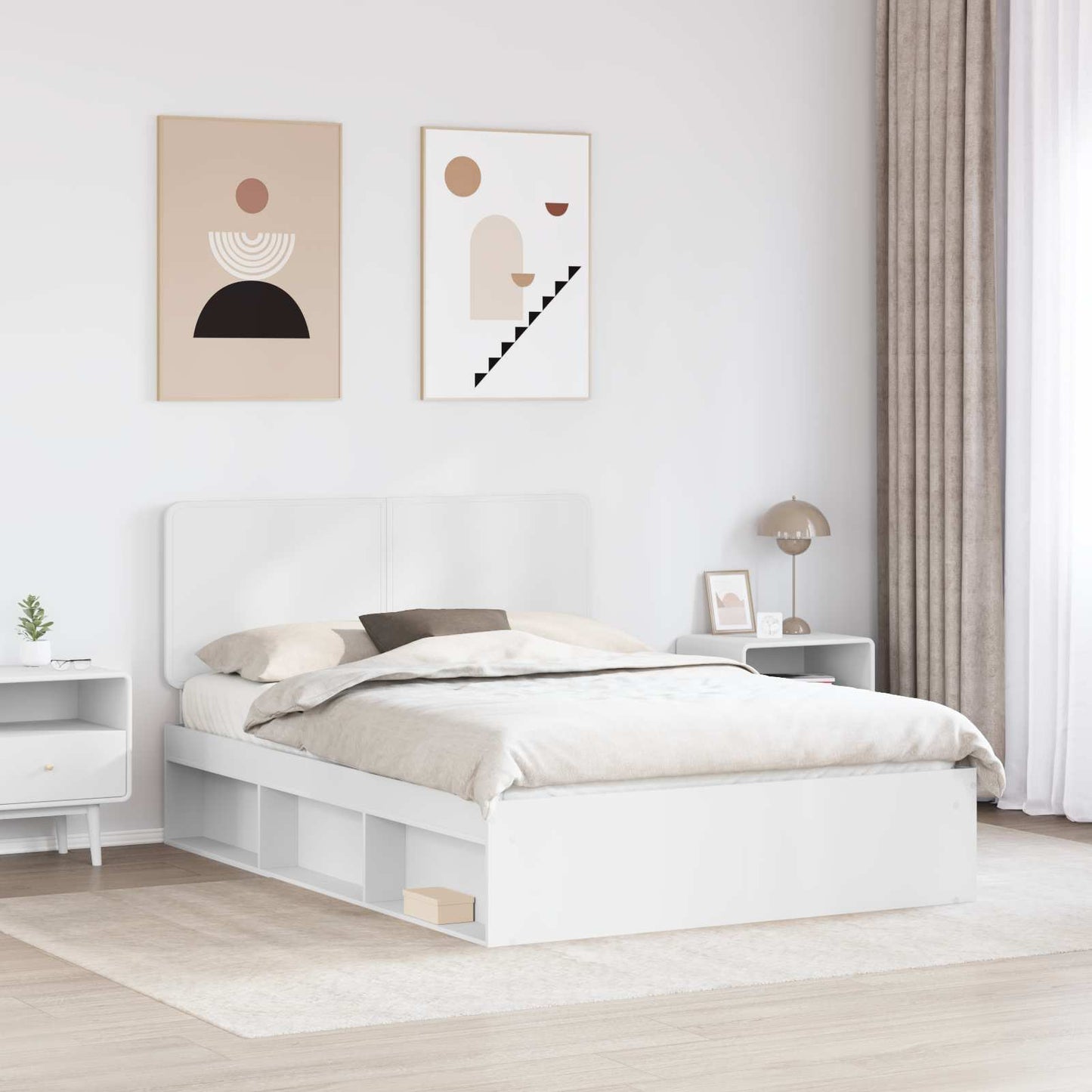 Sengestamme med hodegjerde Hvit 140 x 200 cm Massiv furu