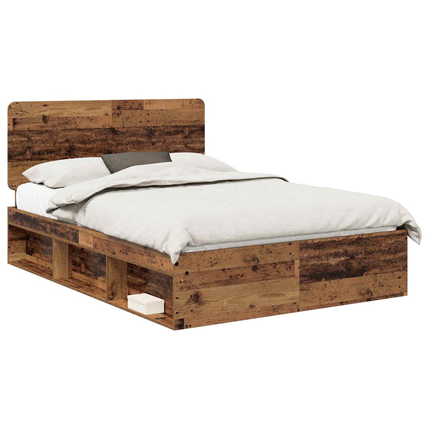 Sengestamme med hodegjerde Gammelt tre 140 x 190 cm Massiv furu