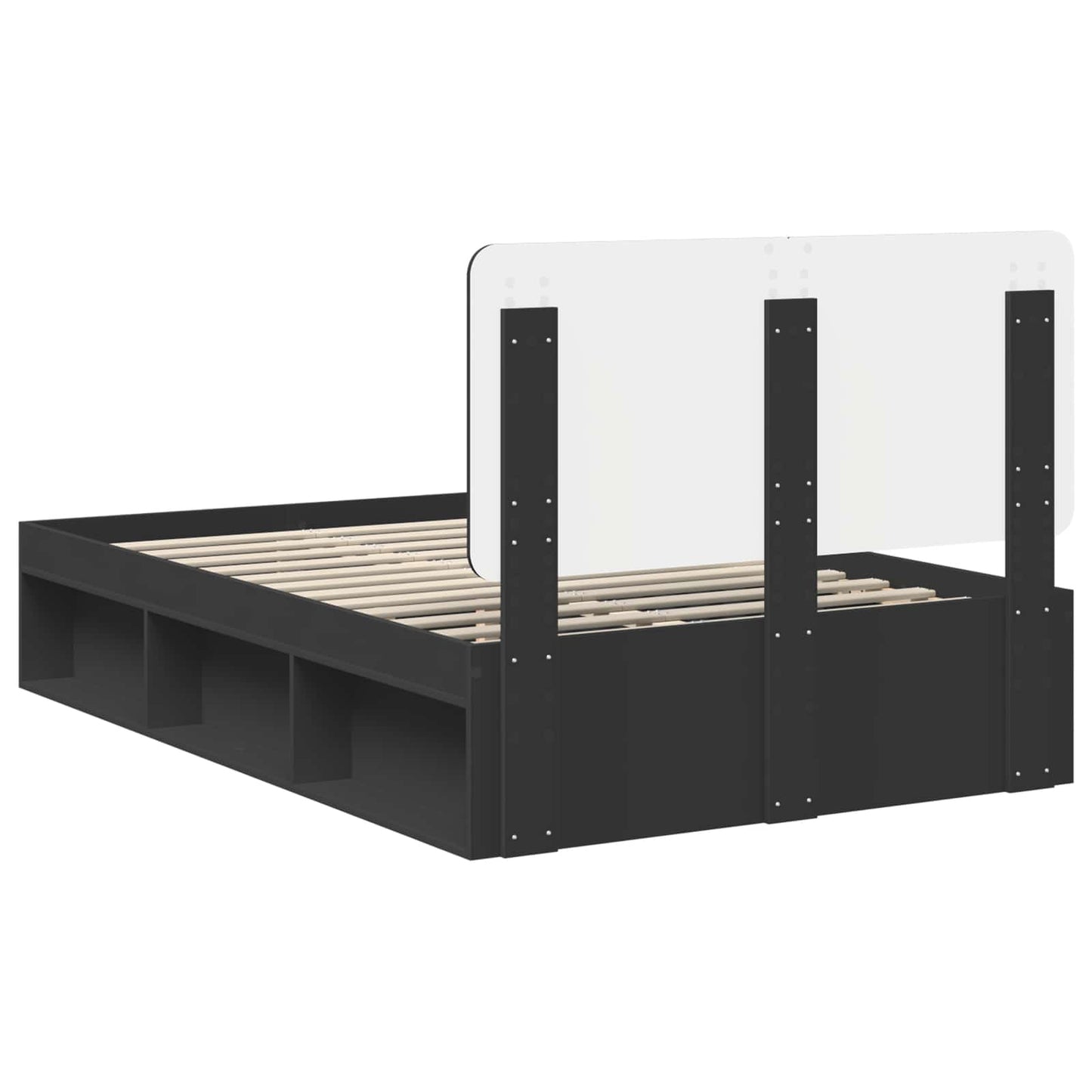 Sengestamme med hodegjerde Svart 135 x 190 cm Massiv furu