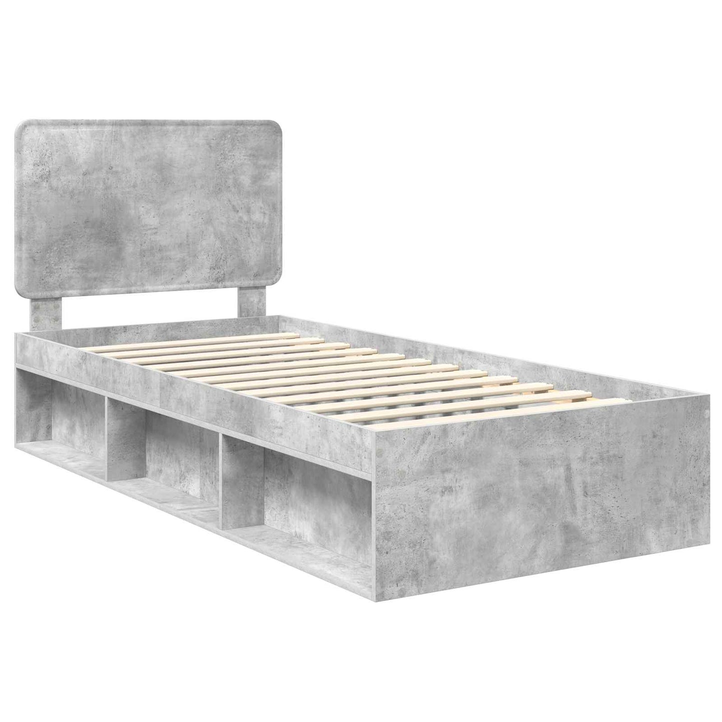 Sengestamme med hodegjerde Betong 90 x 200 cm Massiv furu