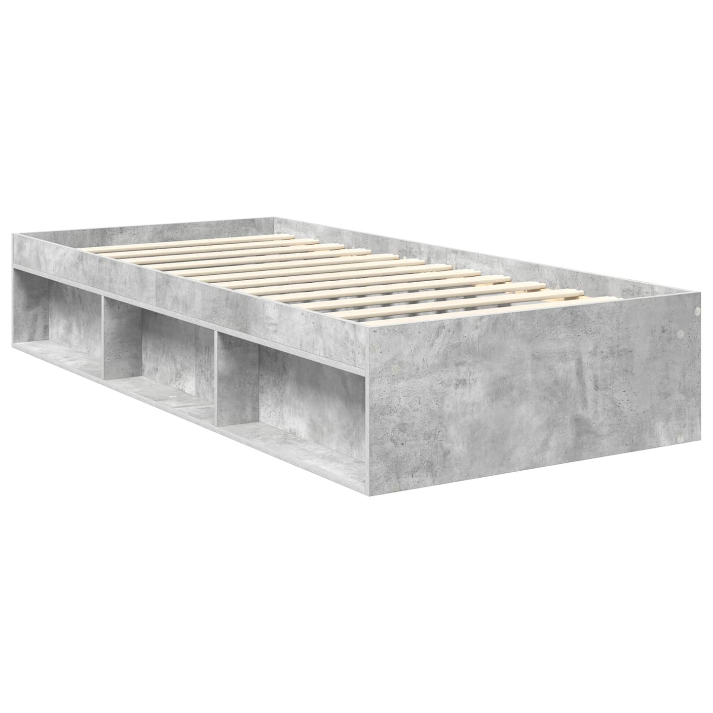 Sengestamme med hodegjerde Betong 90 x 200 cm Massiv furu