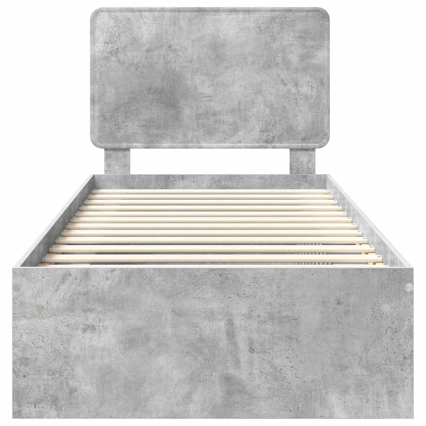 Sengestamme med hodegjerde Betong 90 x 200 cm Massiv furu