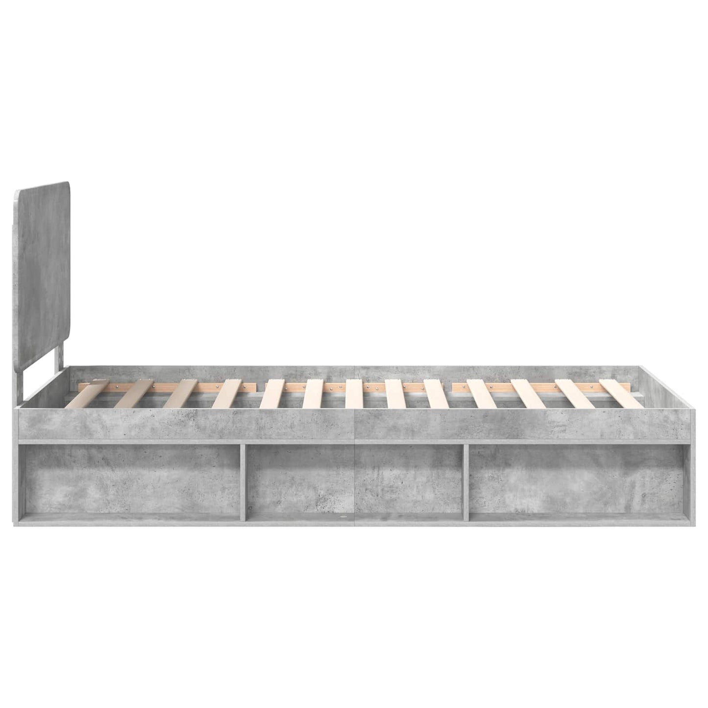 Sengestamme med hodegjerde Betong 90 x 200 cm Massiv furu