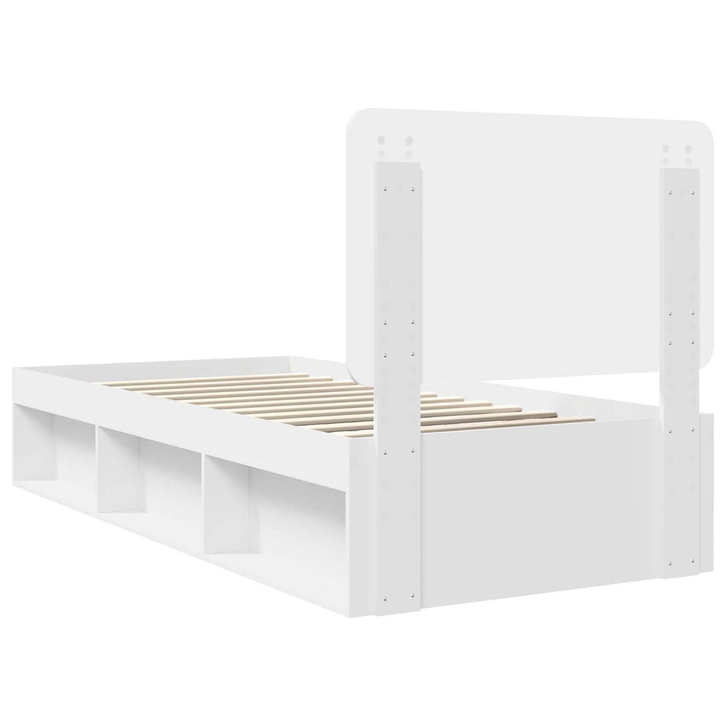 Sengestamme med hodegjerde Hvit 90 x 190 cm Massiv furu