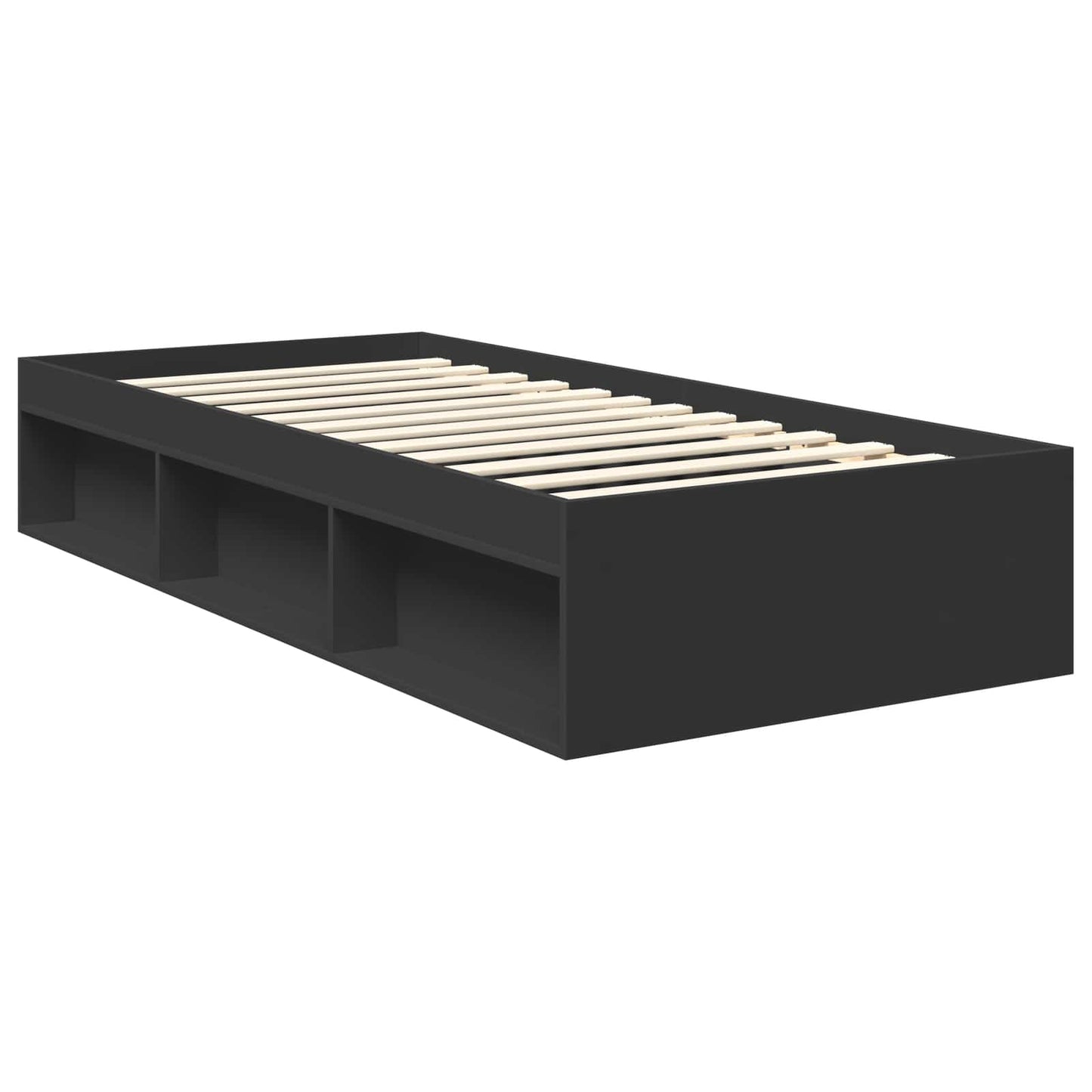 Sengestamme med hodegjerde Svart 90 x 190 cm Massiv furu