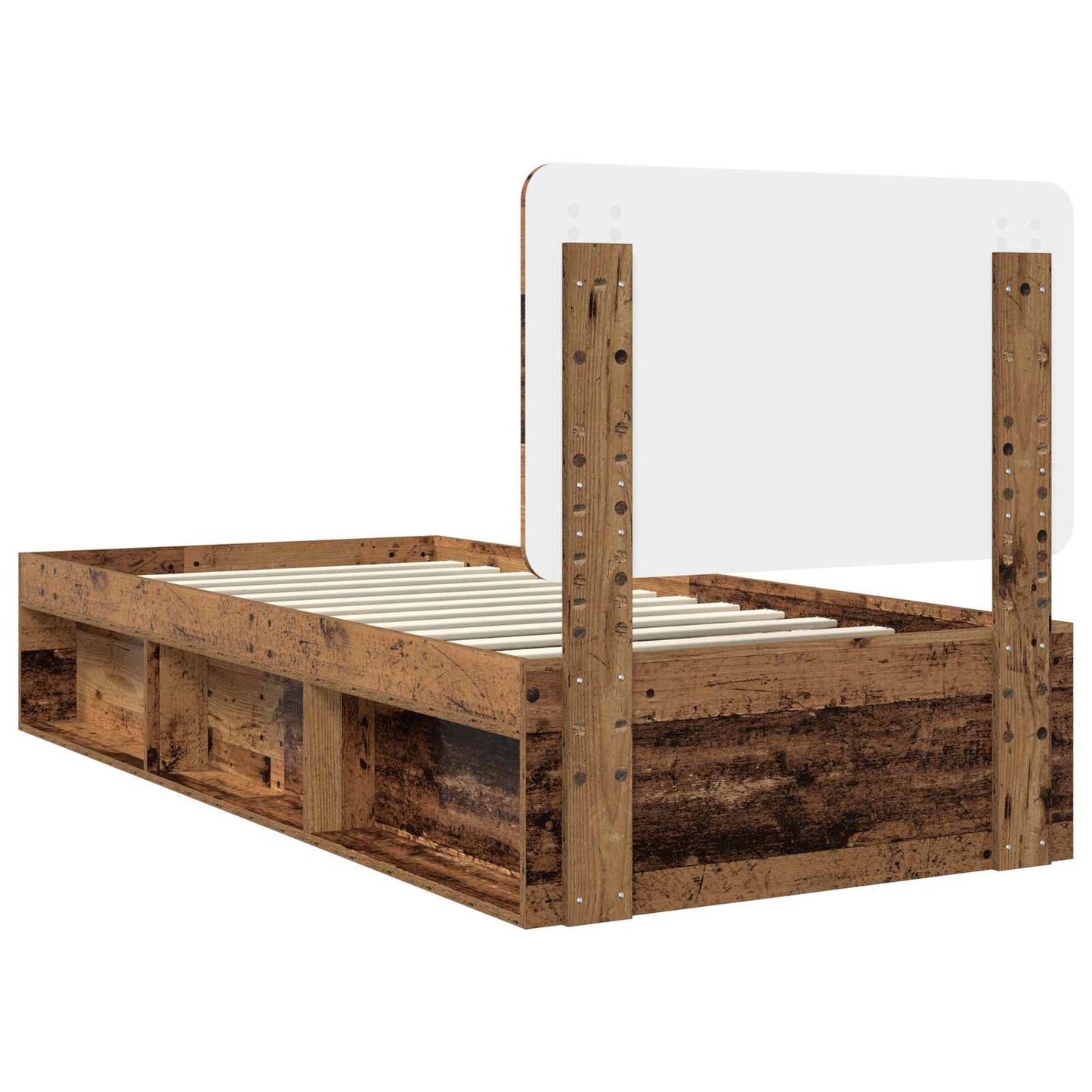 Sengestamme med hodegjerde Gammelt tre 90 x 190 cm Massiv furu