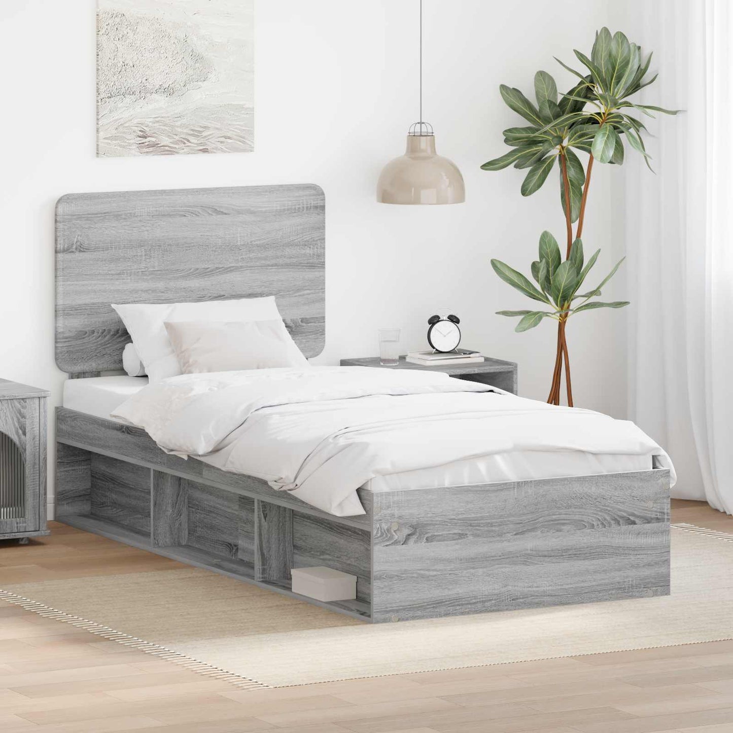 Sengestamme med hodegjerde Grå Sonoma 75 x 190 cm Massiv furu