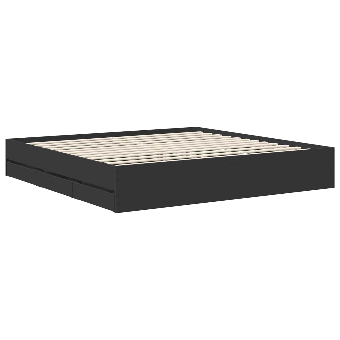 Sengestamme med skuff Svart 200 x 200 cm Ingeniørtre