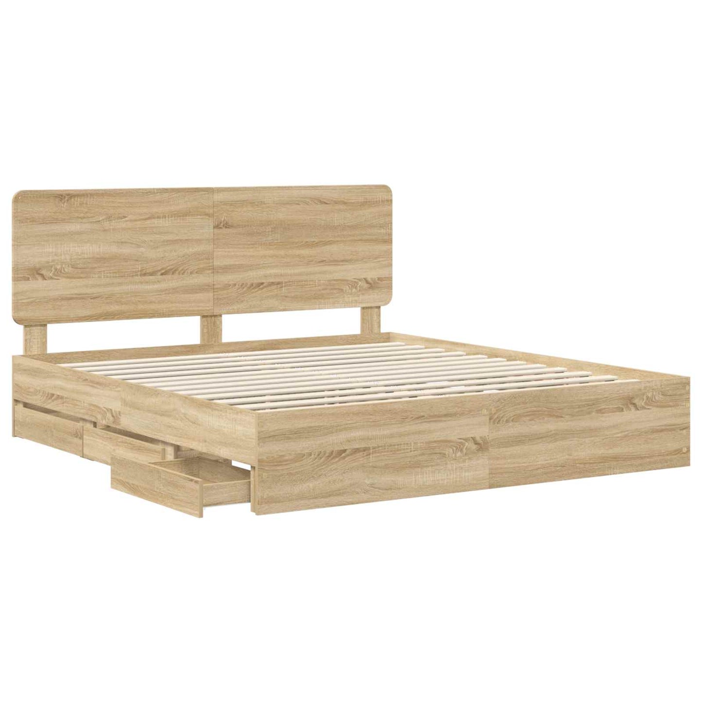 Sengestamme med skuff Sonoma eik 200 x 200 cm Ingeniørtre
