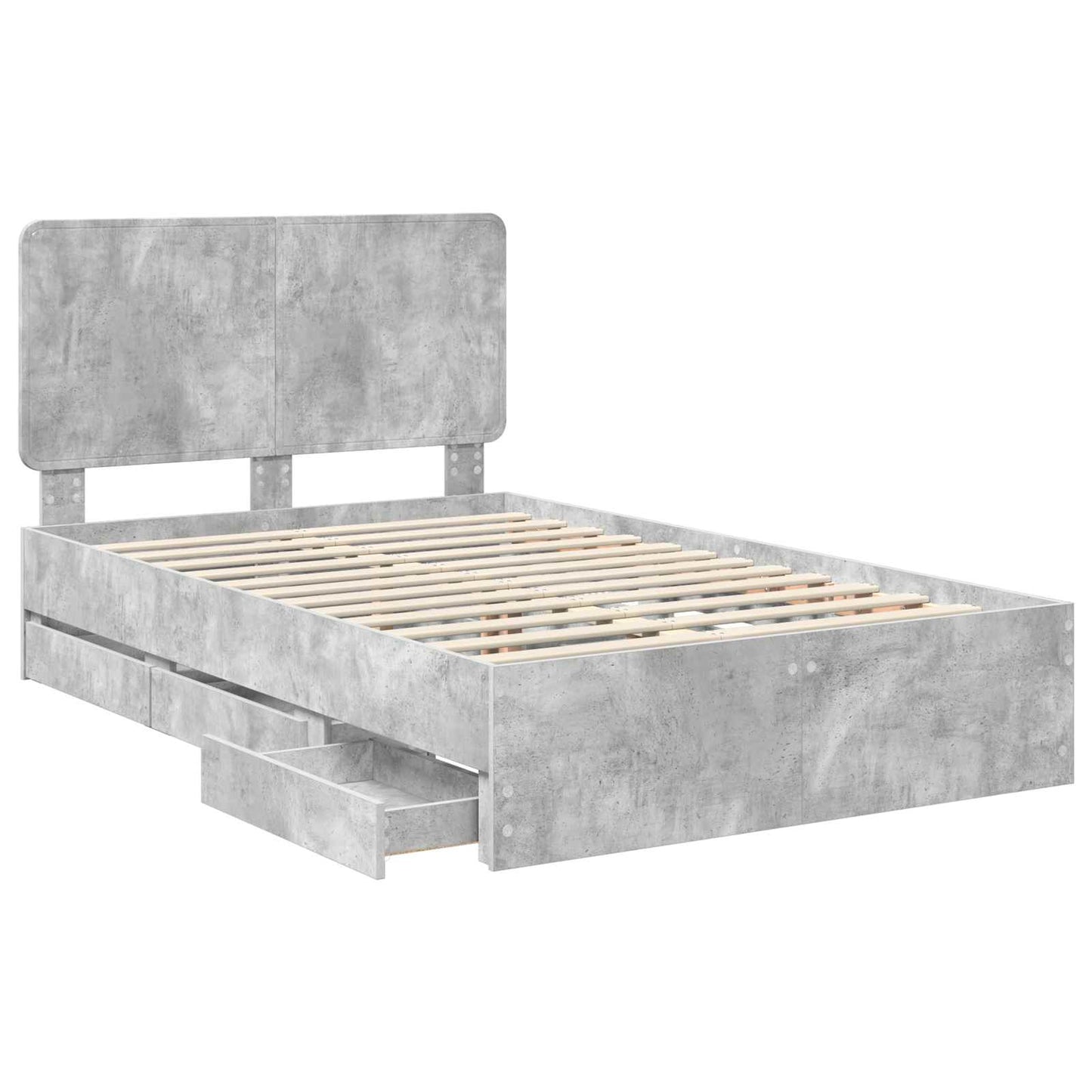 Sengestamme med skuff Betonggrå 135 x 190 cm Ingeniørtre
