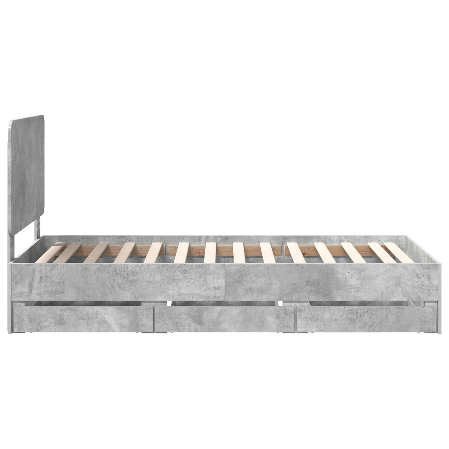 Sengestamme med skuff Betonggrå 90 x 200 cm Ingeniørtre