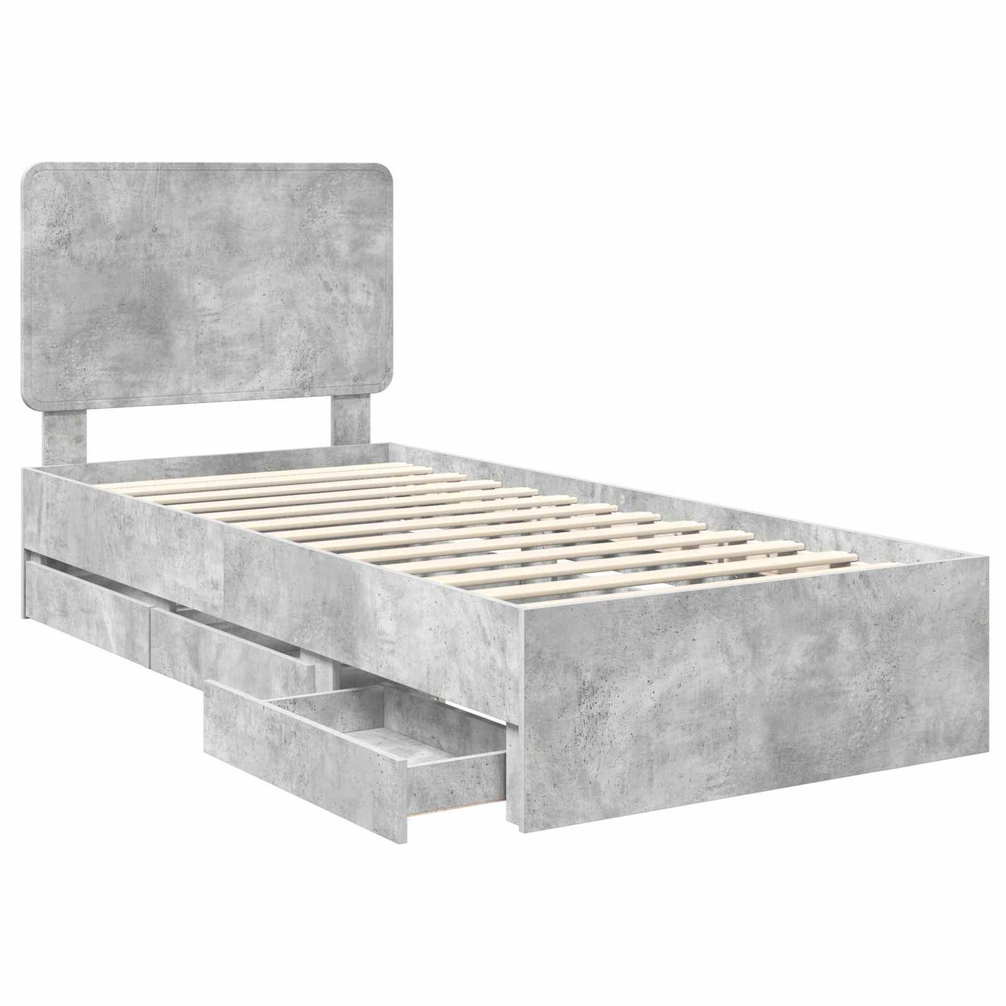 Sengestamme med skuff Betonggrå 90 x 190 cm Ingeniørtre