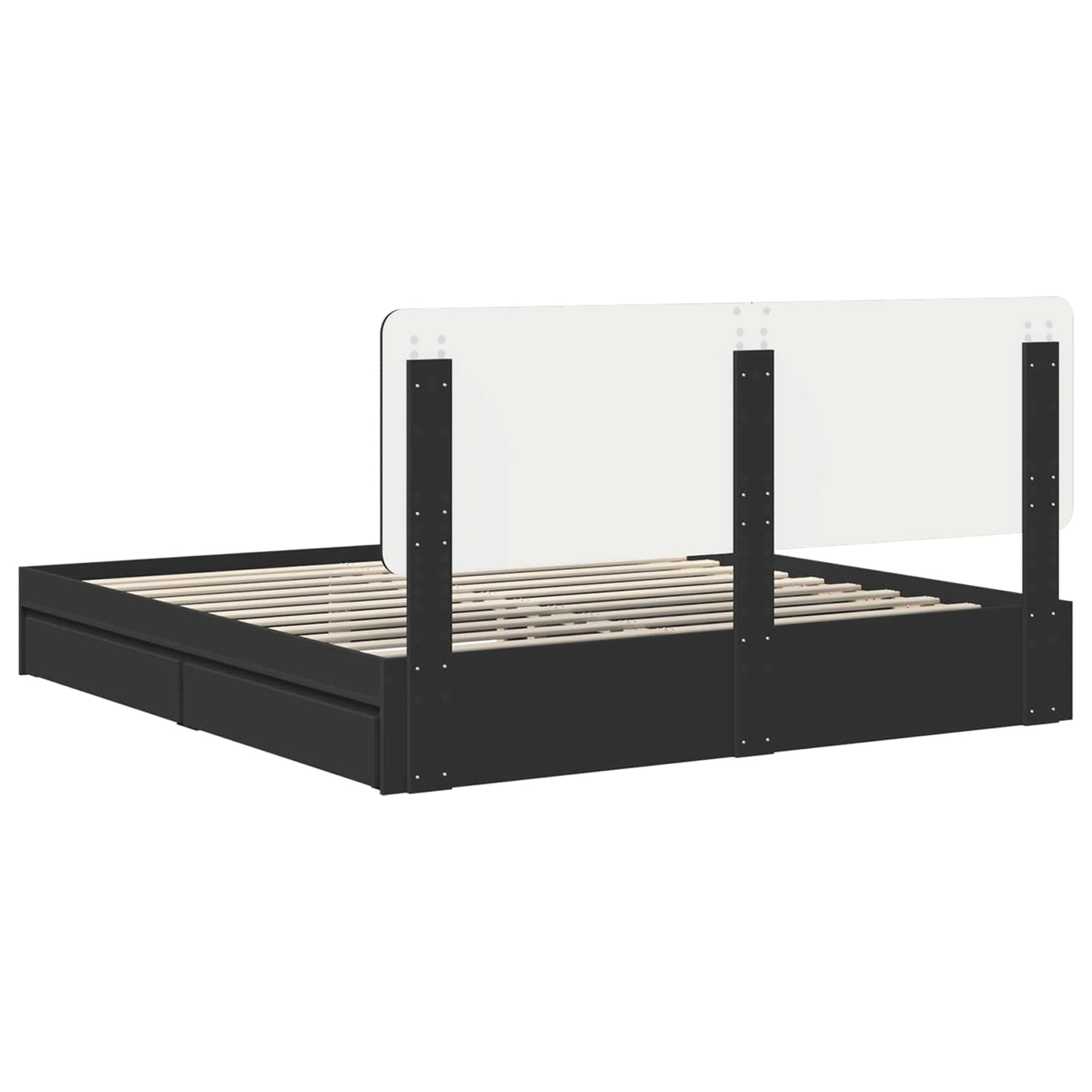 Seng med Oppbevaring Svart 200 x 200 cm Konstruert tre
