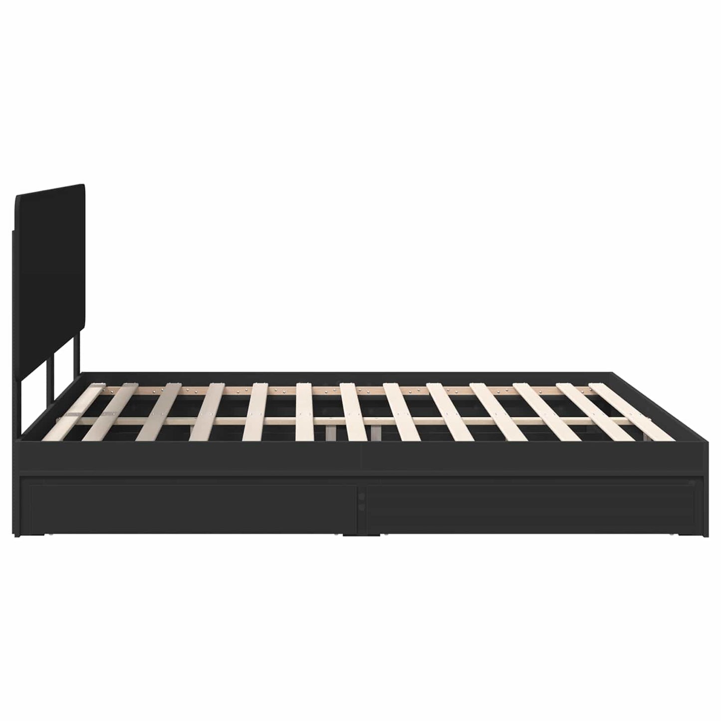 Seng med Oppbevaring Svart 200 x 200 cm Konstruert tre