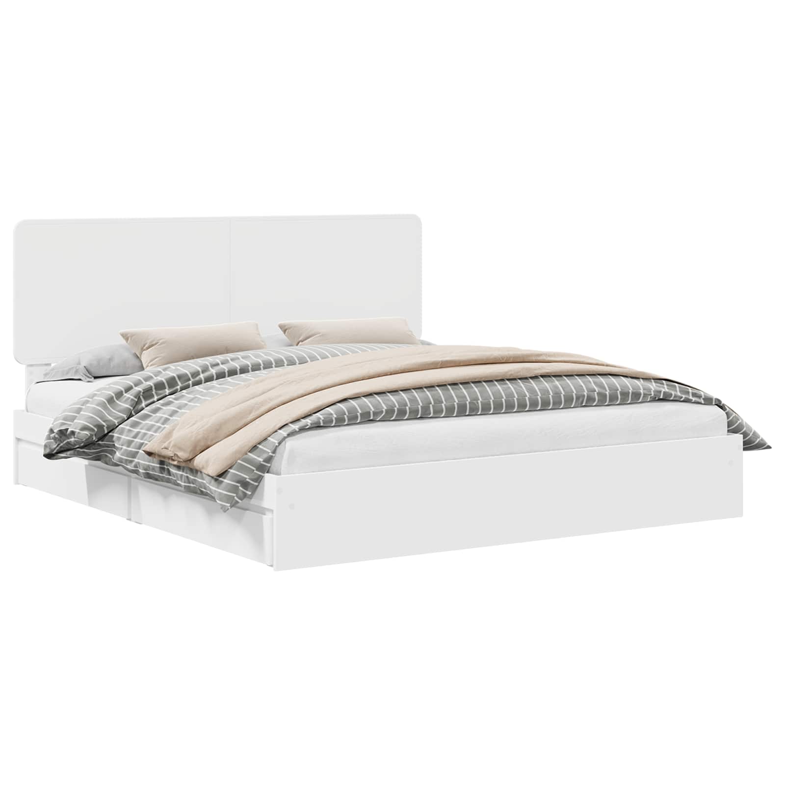 Seng med Oppbevaring med skuff Hvit 180 x 200 cm Konstruert tre