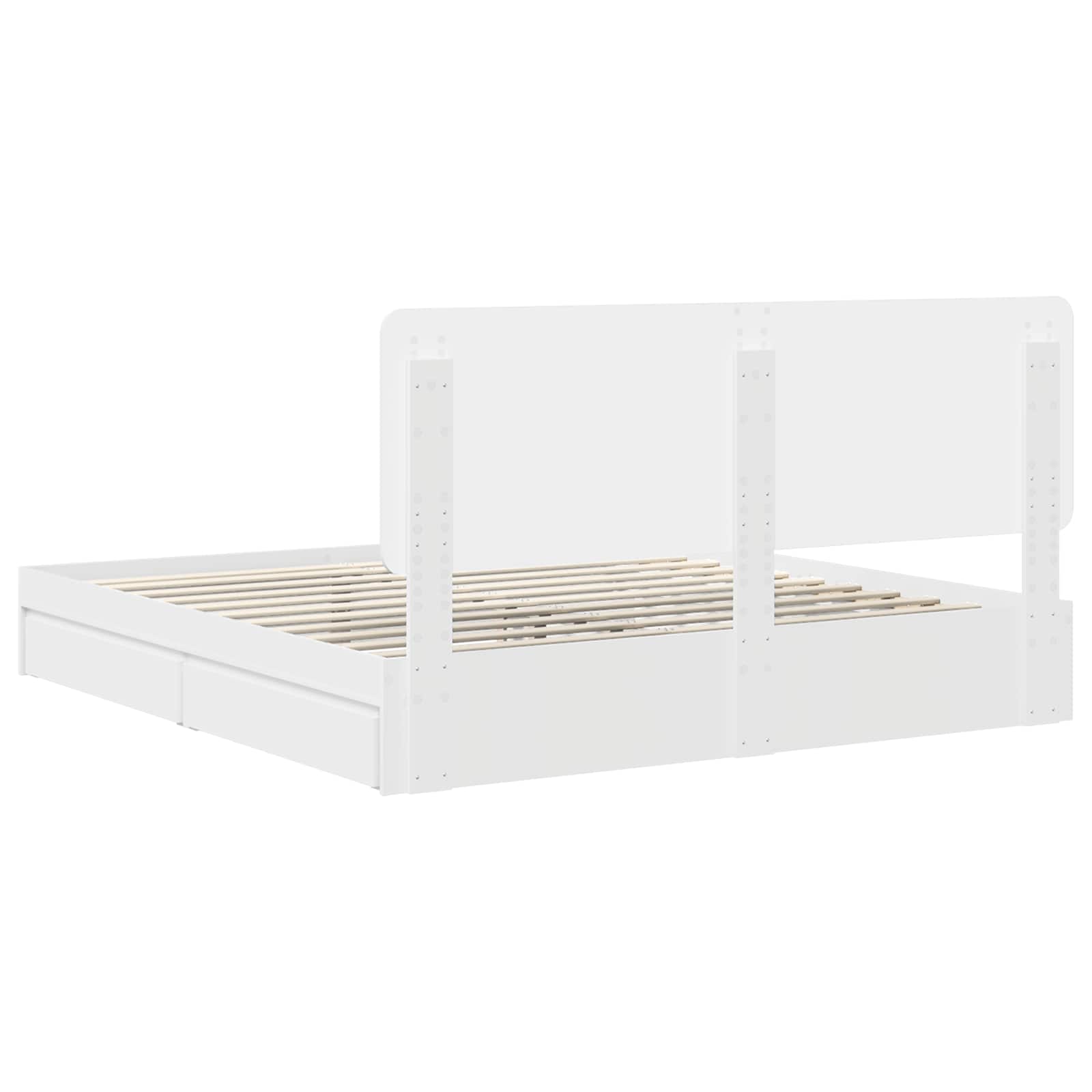 Seng med Oppbevaring med skuff Hvit 180 x 200 cm Konstruert tre