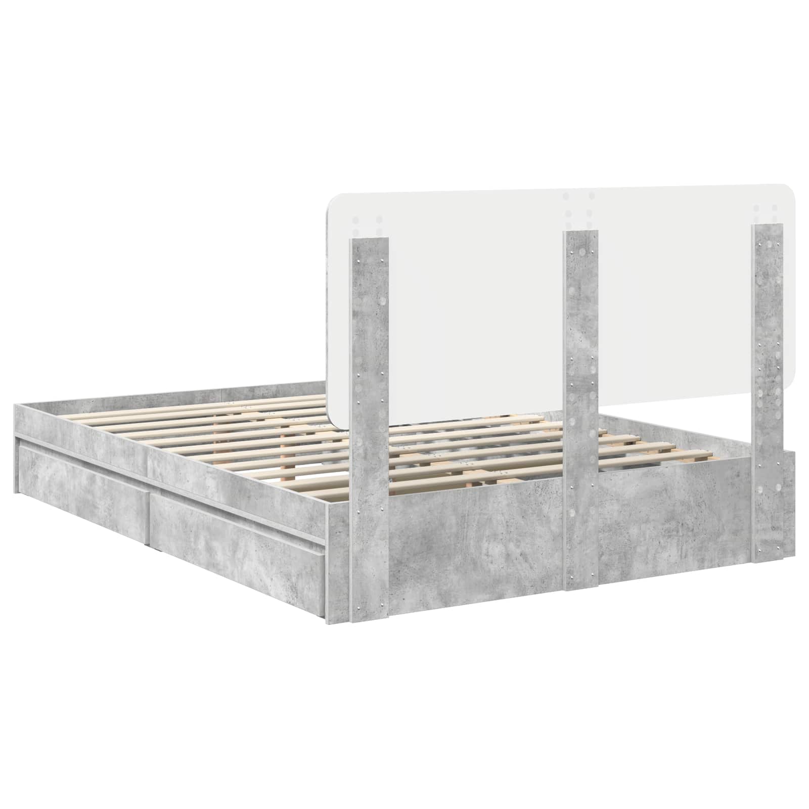 Seng med Oppbevaring Betonggrå 150 x 200 cm Konstruert tre